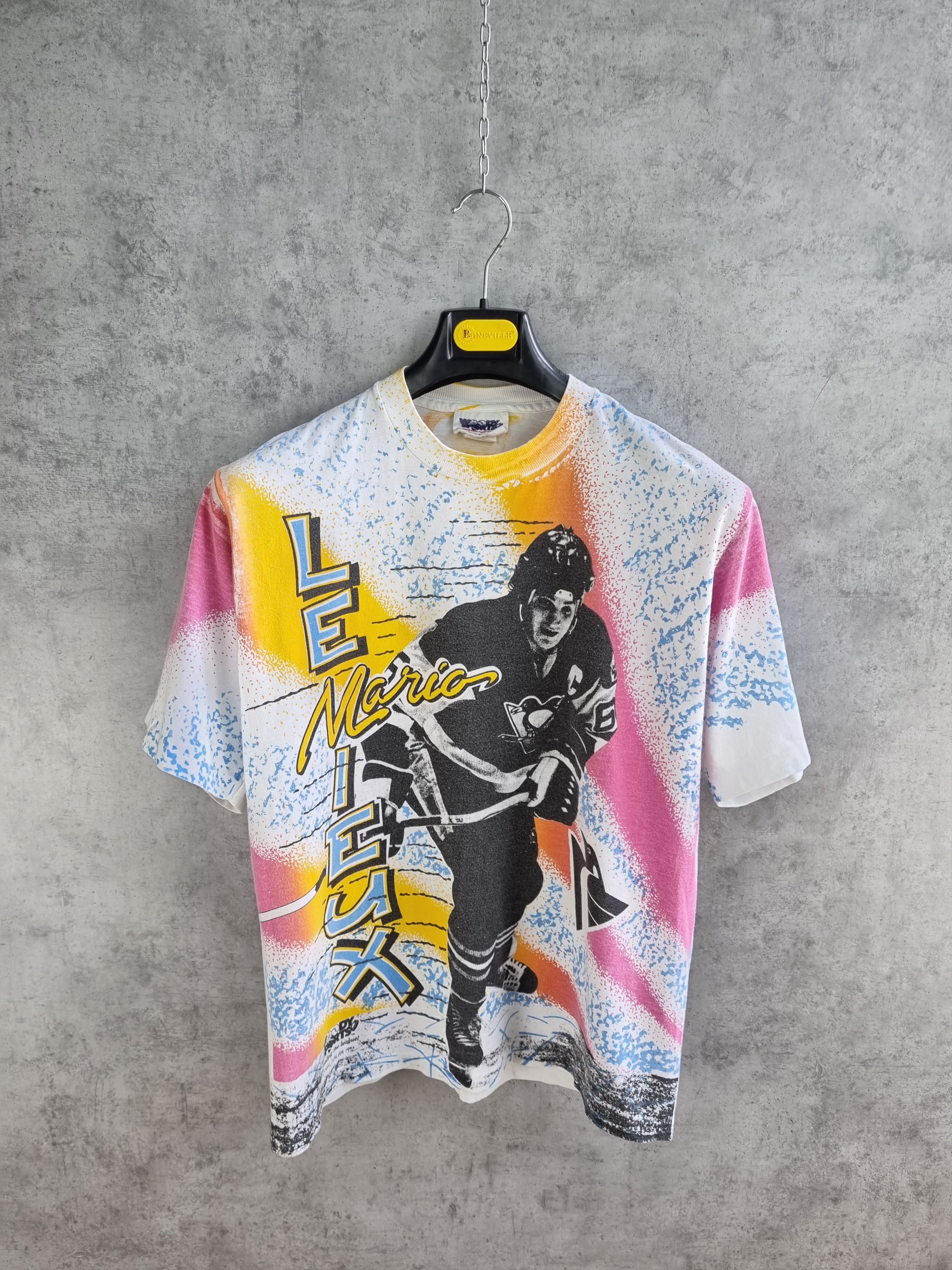 NHL × Vintage 90s Woodys Sport Single Stitch Mario Lemieux Rare Tee Size US M / EU 48-50 / 2 - 2 Thumbnail