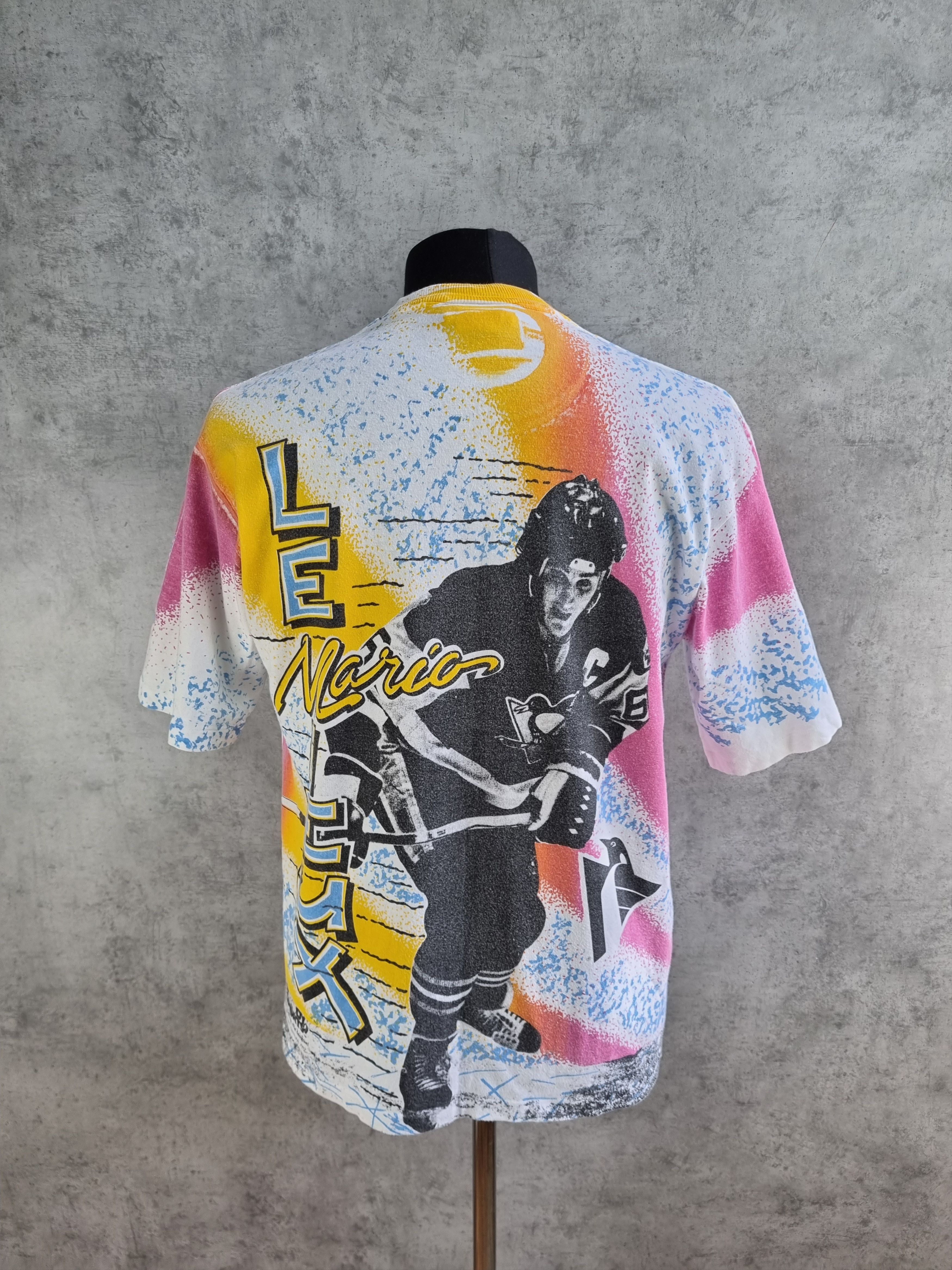 NHL × Vintage 90s Woodys Sport Single Stitch Mario Lemieux Rare Tee Size US M / EU 48-50 / 2 - 6 Thumbnail