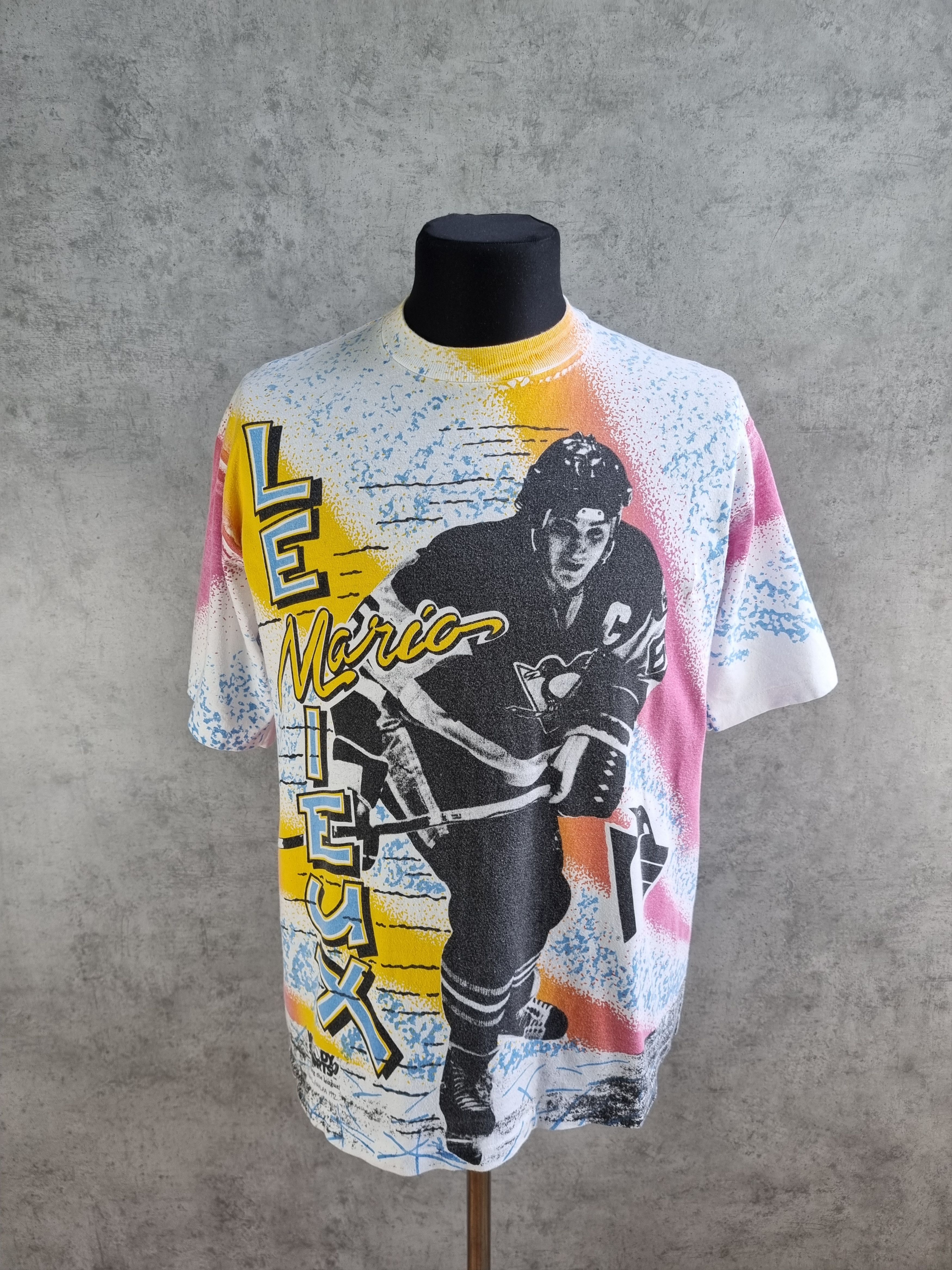 NHL × Vintage 90s Woodys Sport Single Stitch Mario Lemieux Rare Tee Size US M / EU 48-50 / 2 - 1 Thumbnail