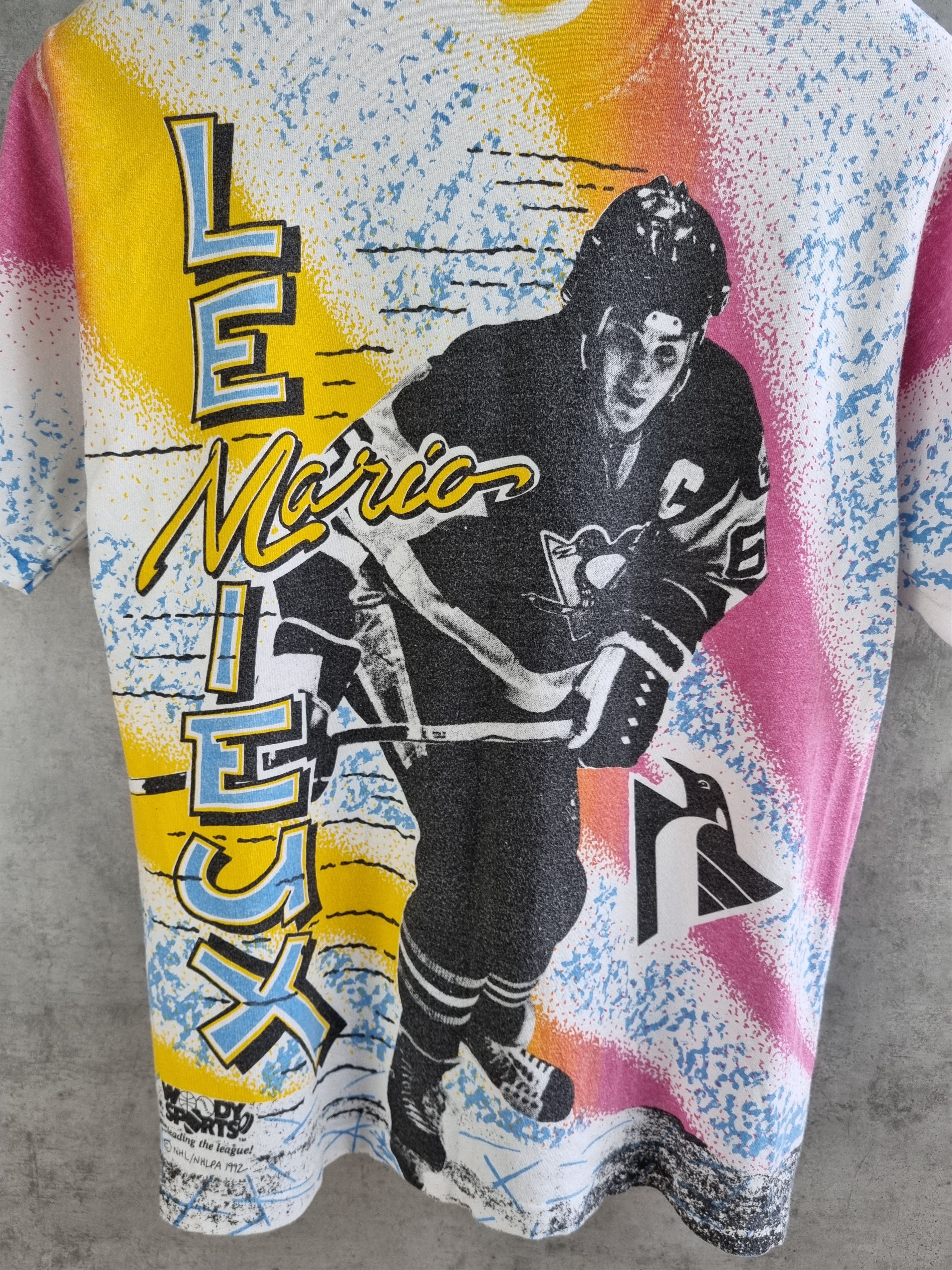 NHL × Vintage 90s Woodys Sport Single Stitch Mario Lemieux Rare Tee Size US M / EU 48-50 / 2 - 4 Thumbnail