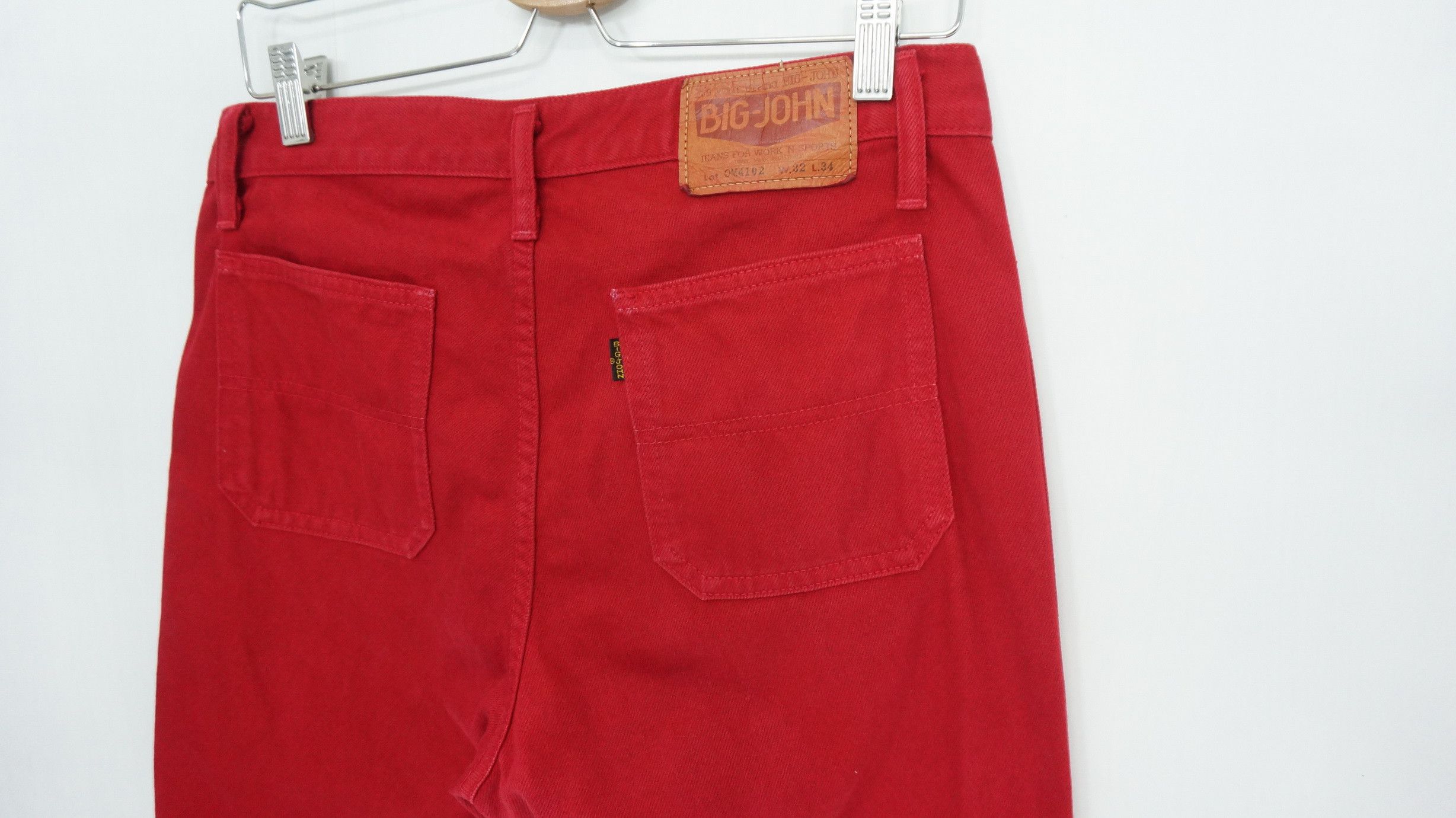 Big John 🔥HolyFlare! BIG JOHN Japan Vintage Flared Red Bush Jeans Size US 32 / EU 48 - 3 Thumbnail
