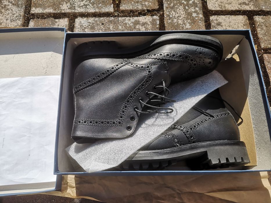 Sanders Cheltenham Black Brogue Derby Boots Grailed