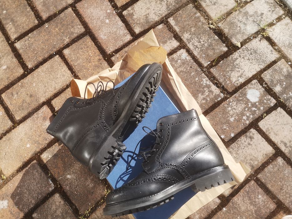 Sanders Cheltenham Black Brogue Derby Boots Grailed