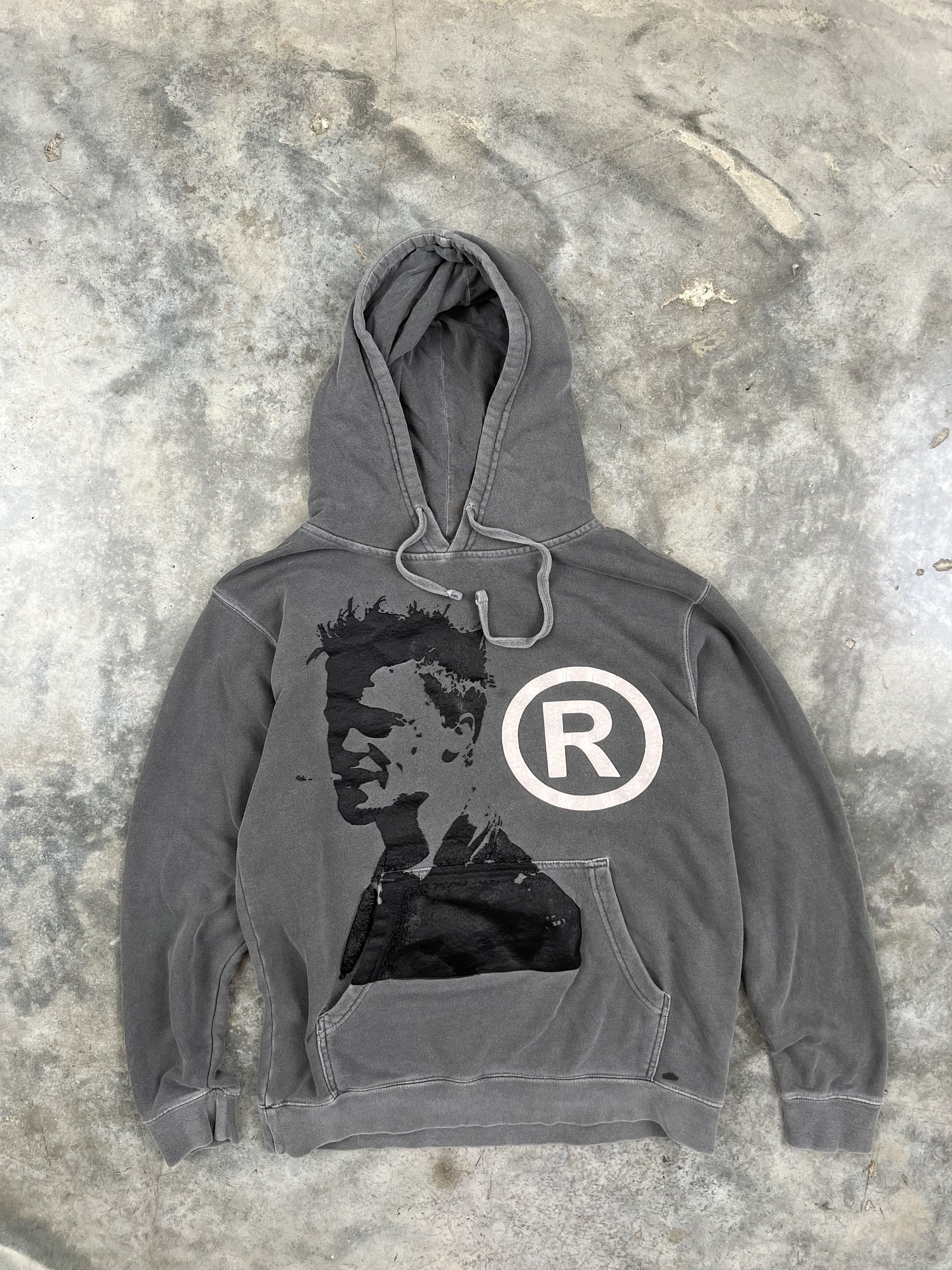 image of Joy Divizn Brad Pitt Portrait Fight Club Hoodie Medium in Grey, Men's