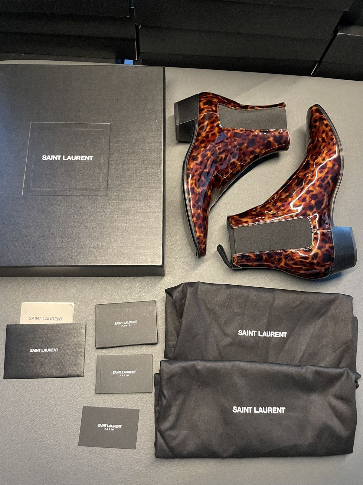 Hedi Slimane × Saint Laurent Paris × Yves Saint Laurent Brand NEW Runway Dylan 40 Patent Leather Boots Size US 9.5 / EU 42-43 - 11 Thumbnail