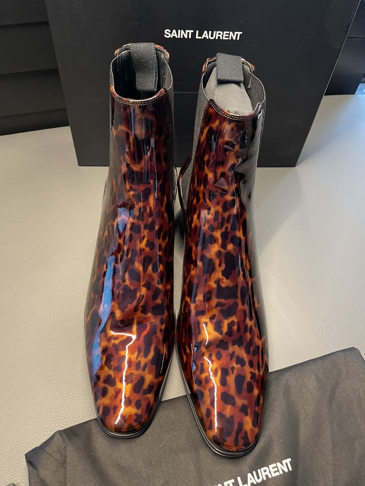 Hedi Slimane × Saint Laurent Paris × Yves Saint Laurent Brand NEW Runway Dylan 40 Patent Leather Boots Size US 9.5 / EU 42-43 - 12 Thumbnail