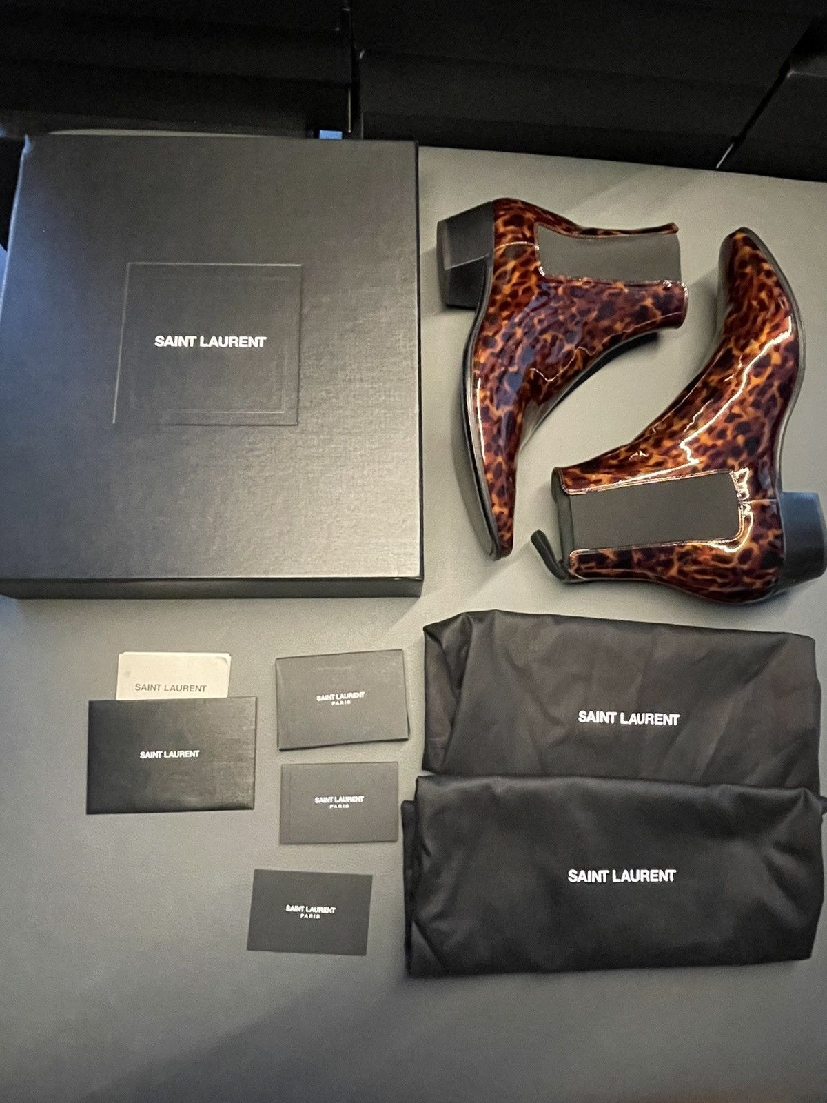 Hedi Slimane × Saint Laurent Paris × Yves Saint Laurent Brand NEW Runway Dylan 40 Patent Leather Boots Size US 9.5 / EU 42-43 - 10 Thumbnail