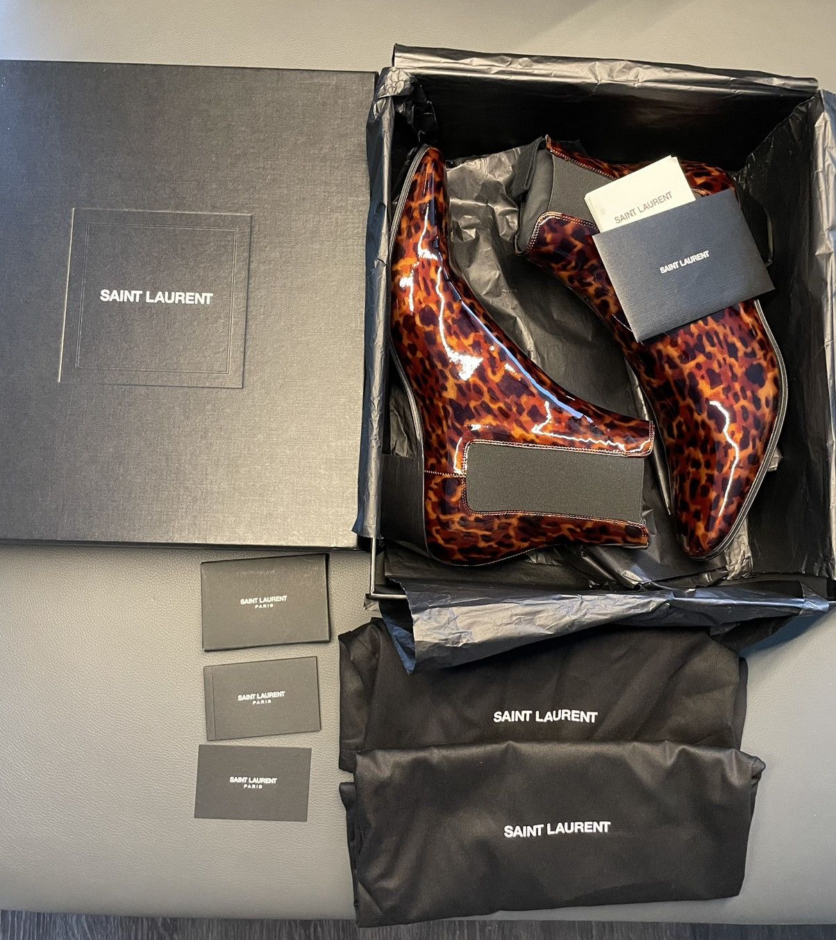 Hedi Slimane × Saint Laurent Paris × Yves Saint Laurent Brand NEW Runway Dylan 40 Patent Leather Boots Size US 9.5 / EU 42-43 - 4 Thumbnail