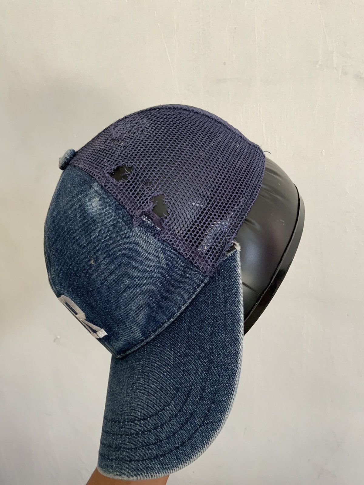 Hat Club Distressed Embroidery light Wash Acid Fade Trucker Hat Size ONE SIZE - 8 Thumbnail