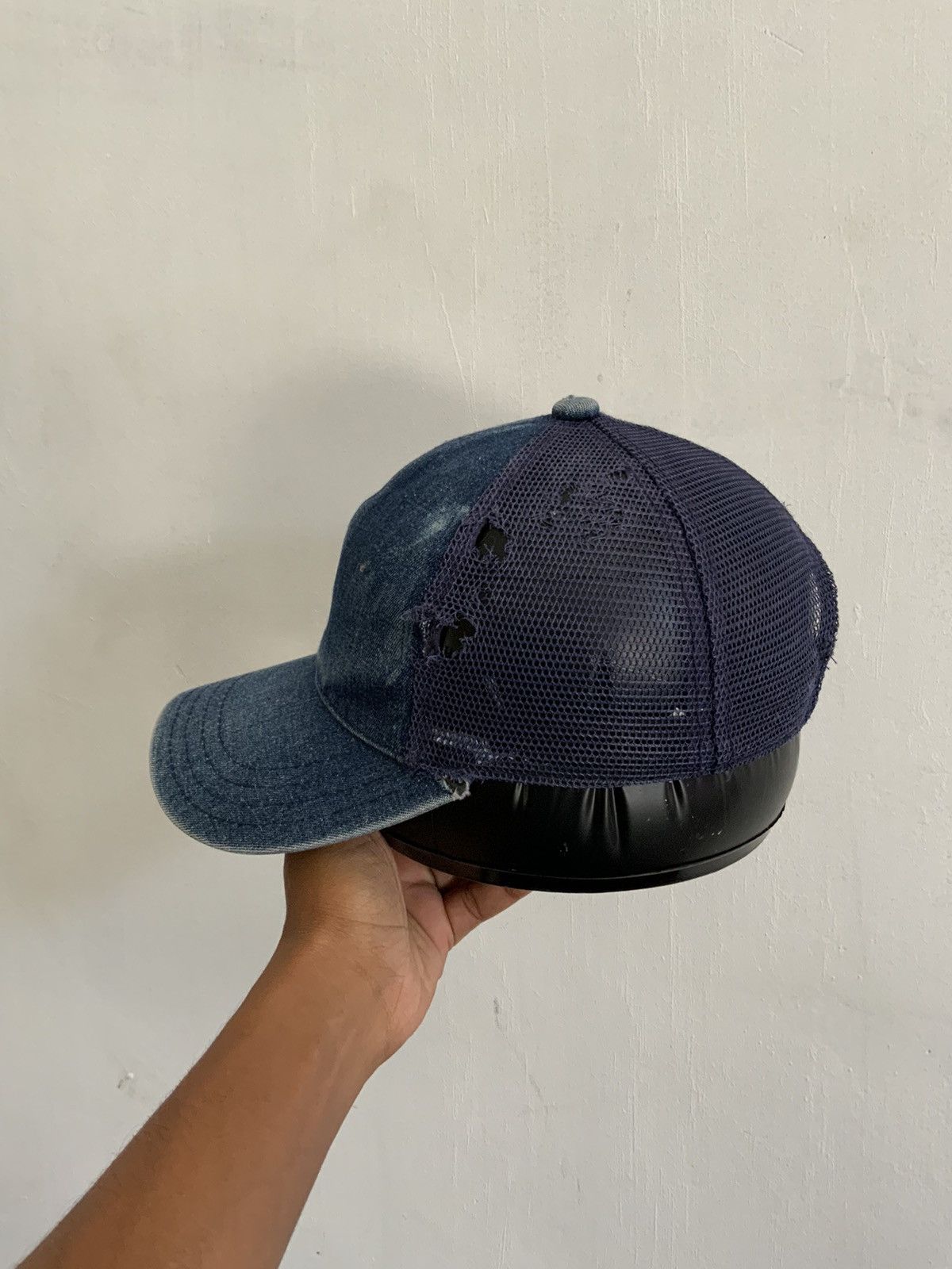 Hat Club Distressed Embroidery light Wash Acid Fade Trucker Hat Size ONE SIZE - 2 Thumbnail