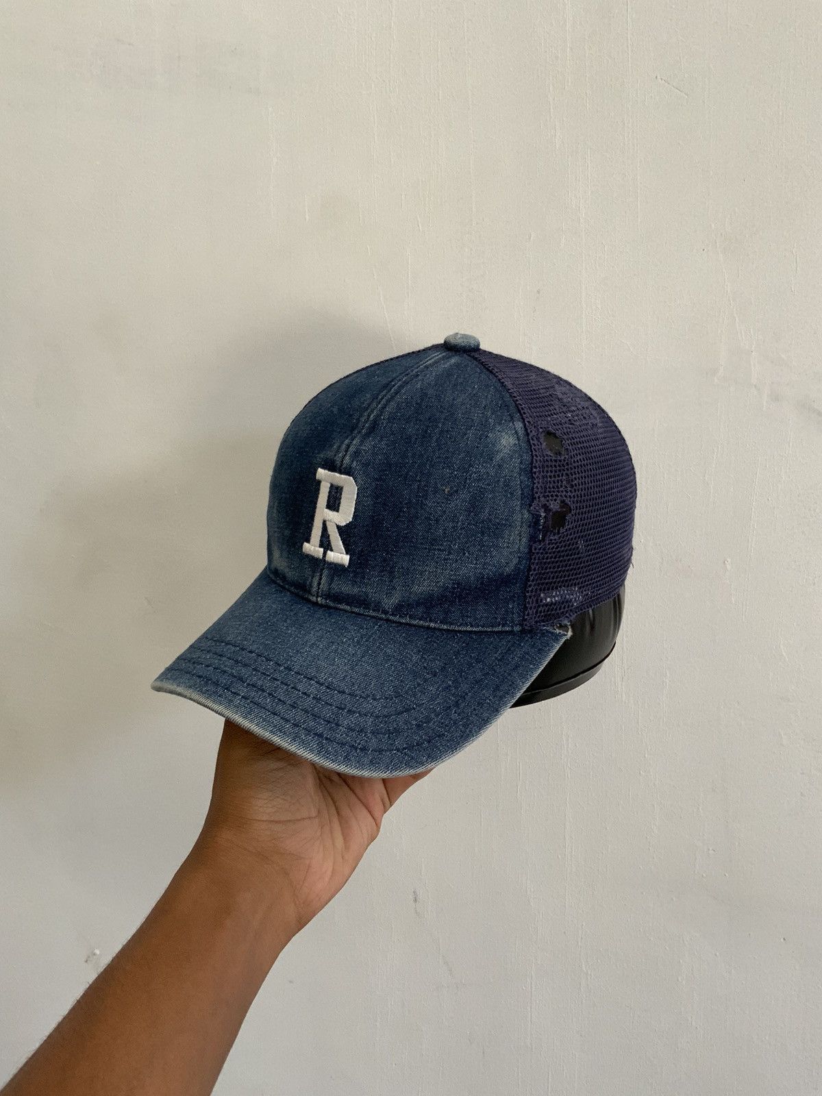 Hat Club Distressed Embroidery light Wash Acid Fade Trucker Hat Size ONE SIZE - 1 Thumbnail