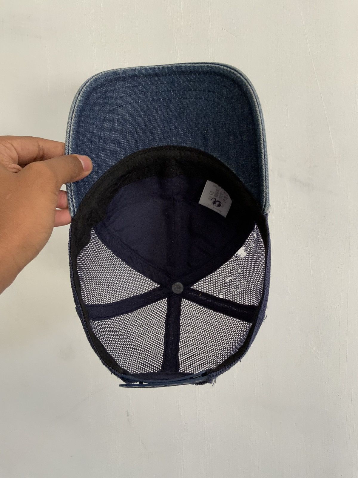 Hat Club Distressed Embroidery light Wash Acid Fade Trucker Hat Size ONE SIZE - 9 Thumbnail