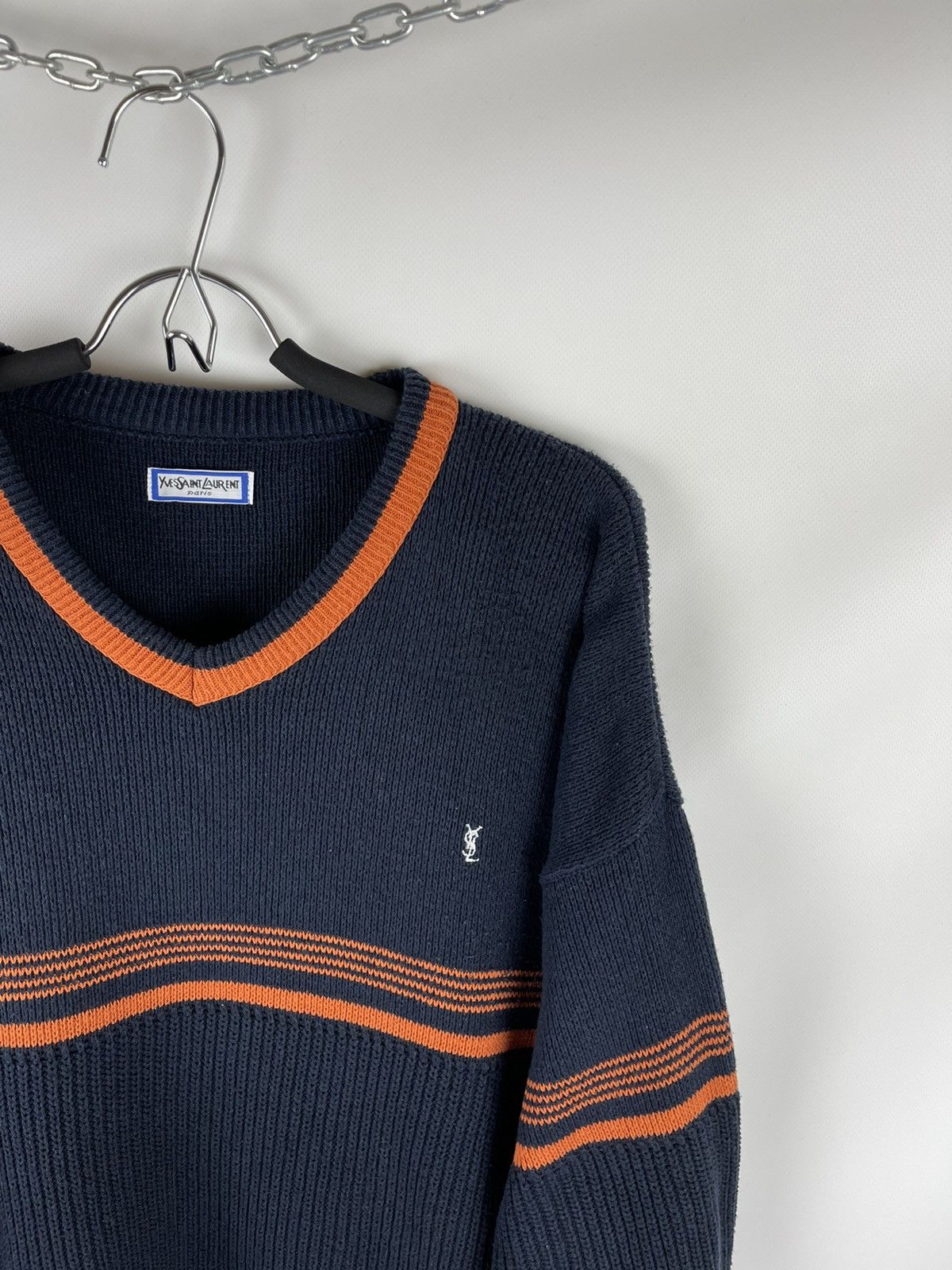 Vintage Yves saint Laurent vintage 80 90s navy striped orange sweat Size US M / EU 48-50 / 2 - 4 Thumbnail