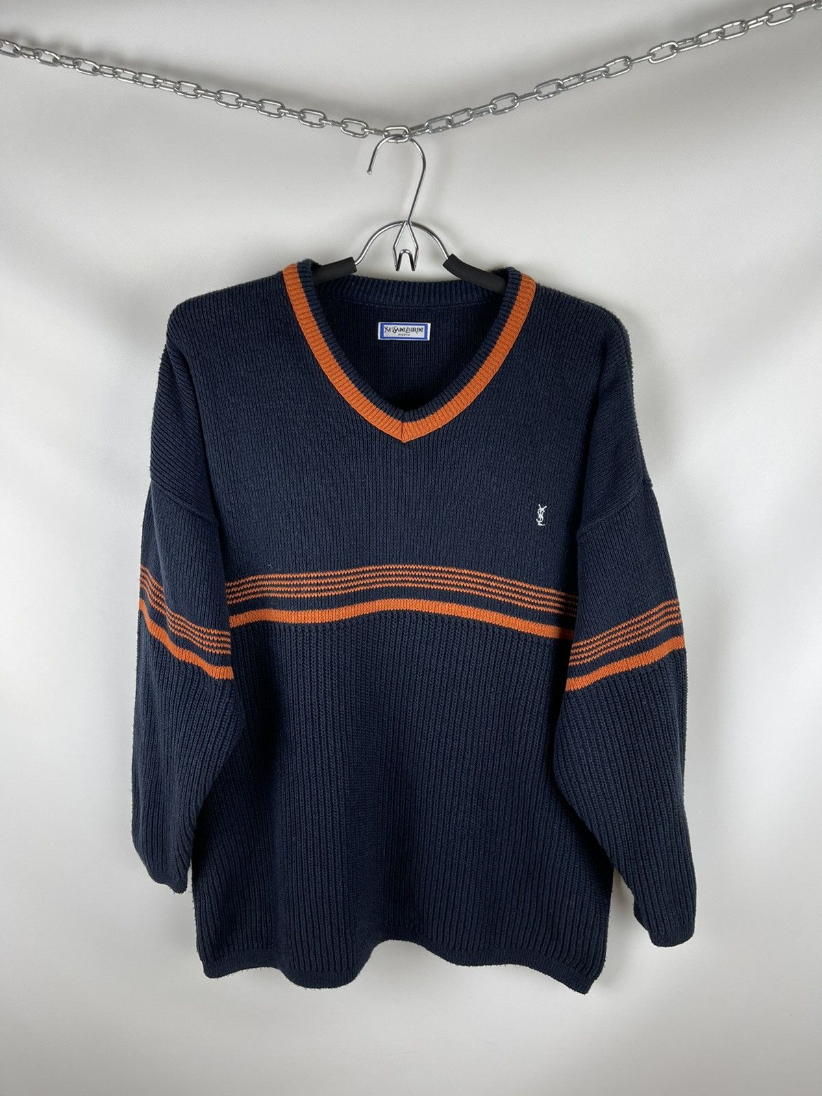 Vintage Yves saint Laurent vintage 80 90s navy striped orange sweat Size US M / EU 48-50 / 2 - 1 Thumbnail
