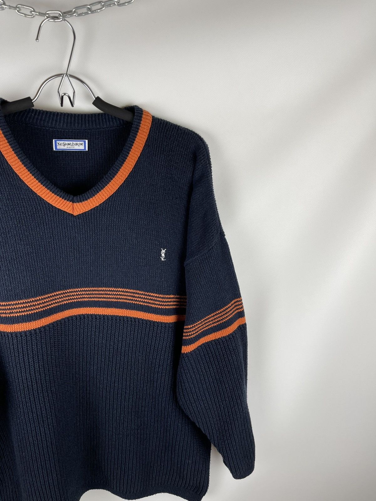Vintage Yves saint Laurent vintage 80 90s navy striped orange sweat Size US M / EU 48-50 / 2 - 6 Thumbnail