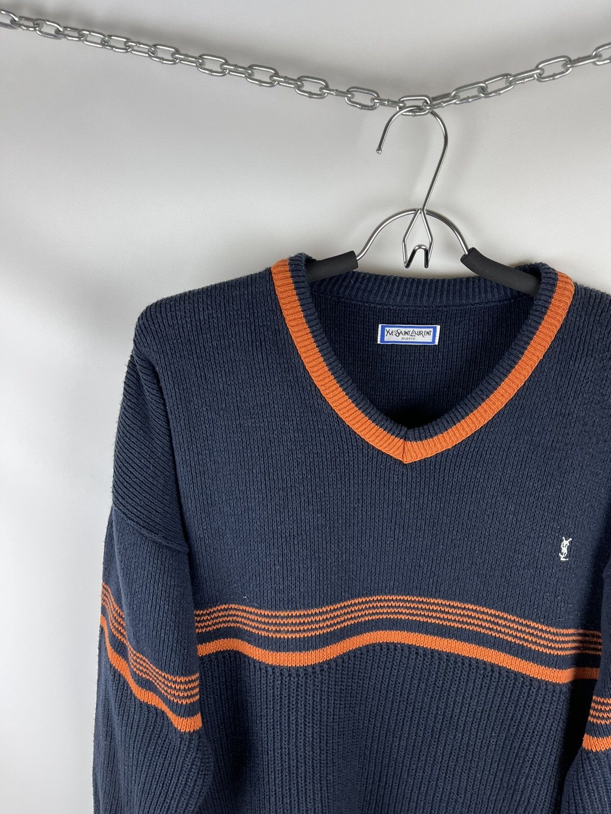 Vintage Yves saint Laurent vintage 80 90s navy striped orange sweat Size US M / EU 48-50 / 2 - 3 Thumbnail