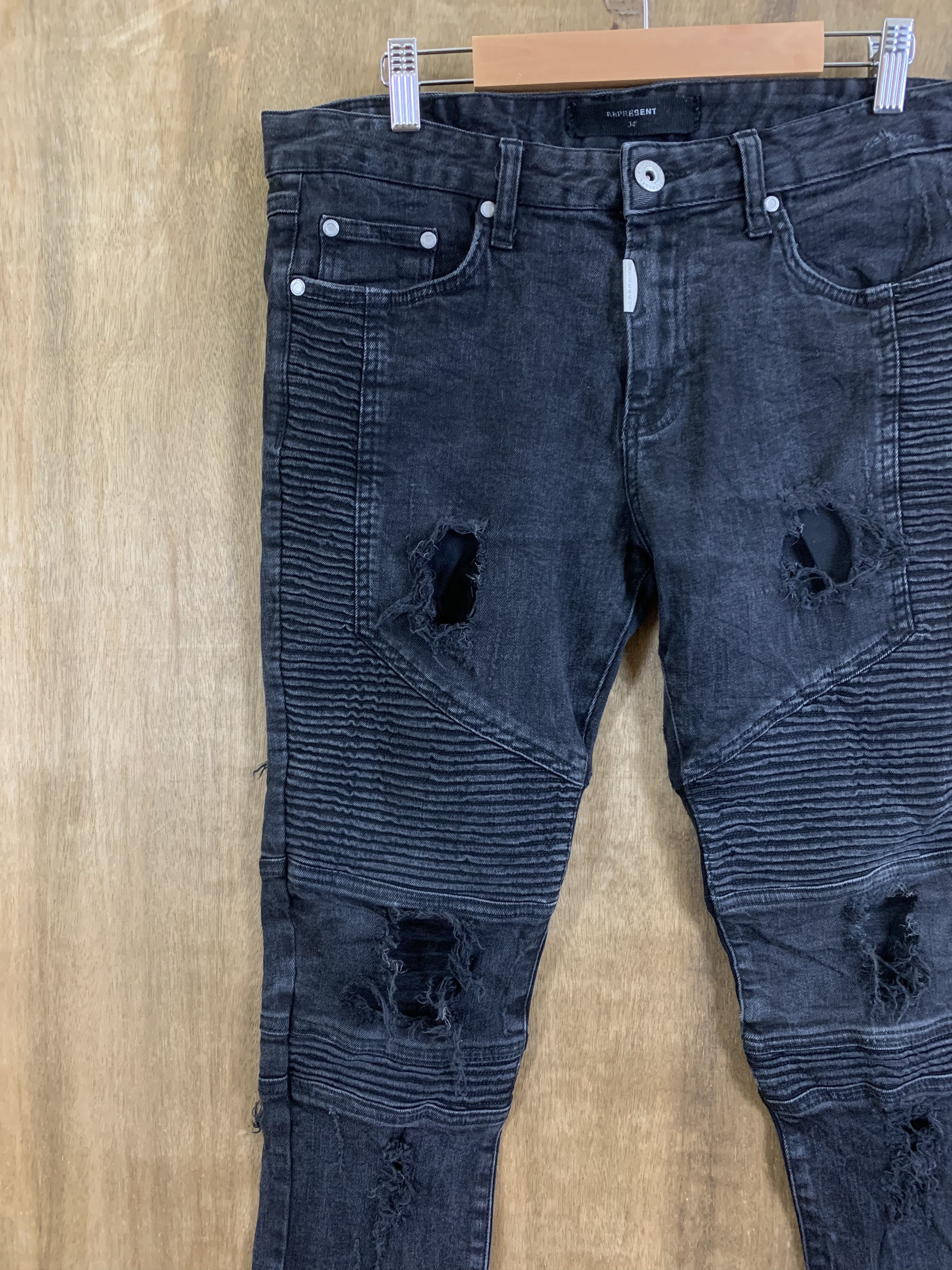 Represent Clo. Bikers Jeans Destroy Distressed Jet Black Multipocket Size US 32 / EU 48 - 5 Thumbnail