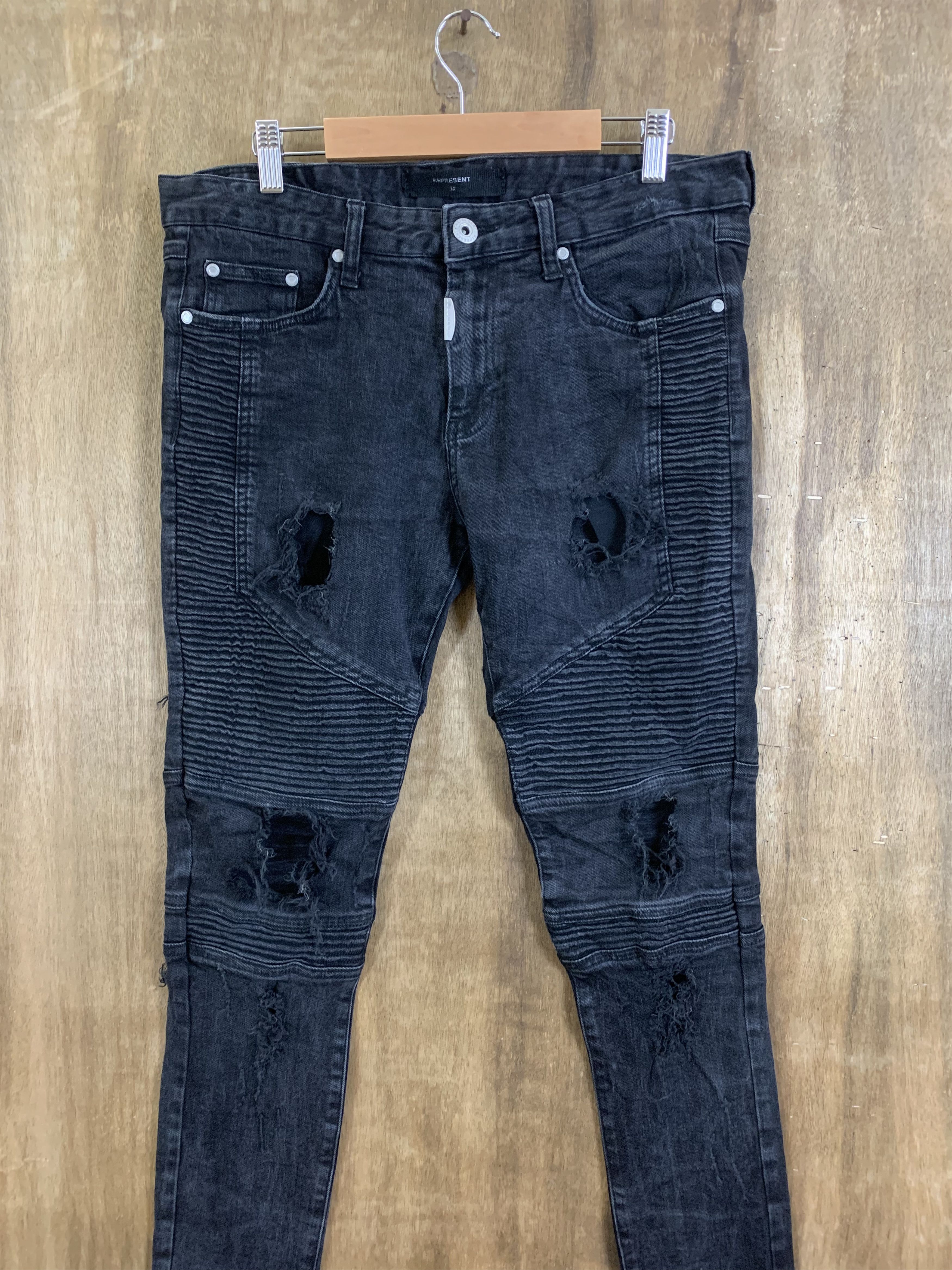 Represent Clo. Bikers Jeans Destroy Distressed Jet Black Multipocket Size US 32 / EU 48 - 3 Thumbnail