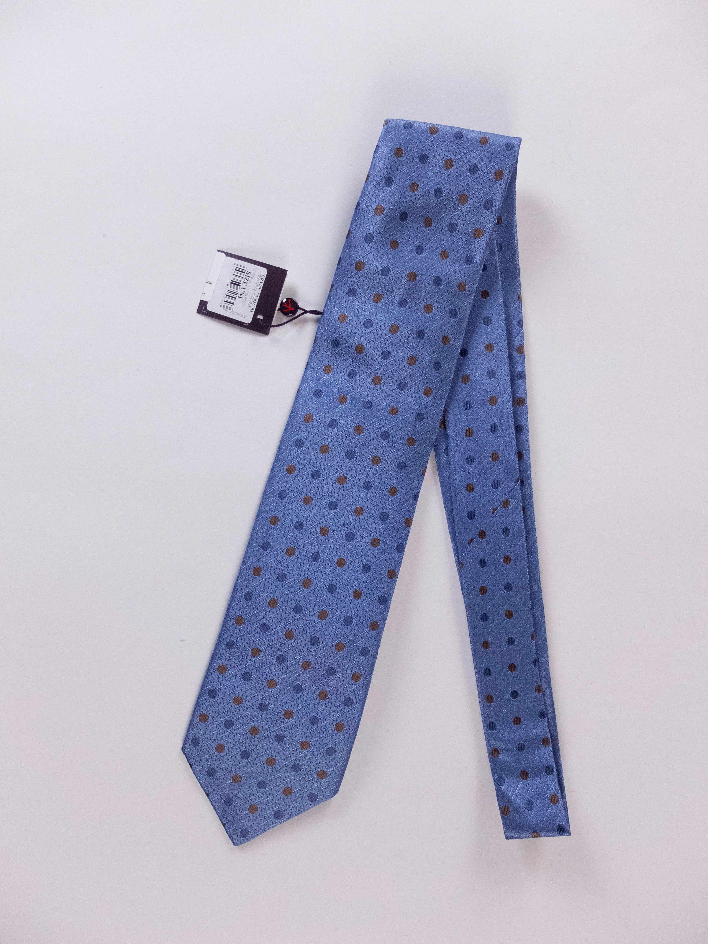 image of Isaia Napoli Blue 7 Fold Polka Dots Silk Tie Authentic Nwt, Men's