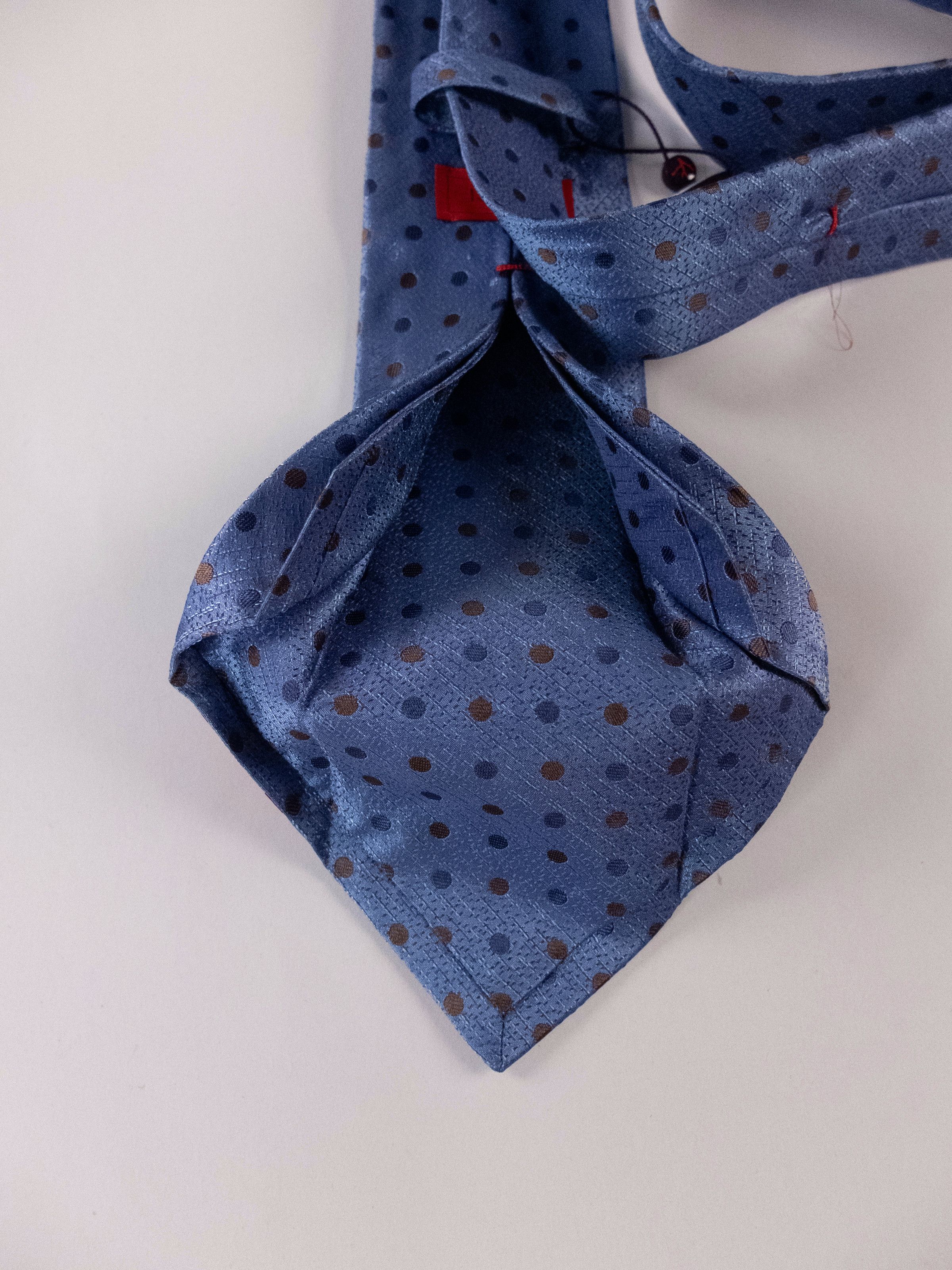 Isaia ISAIA Napoli blue 7 fold polka dots silk tie authentic NWT Size ONE SIZE - 5 Thumbnail