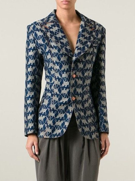 image of Ss1994 Jean Paul Gaultier Pegasus Patterned Jacket in Blue/White, Men's (Size Medium)