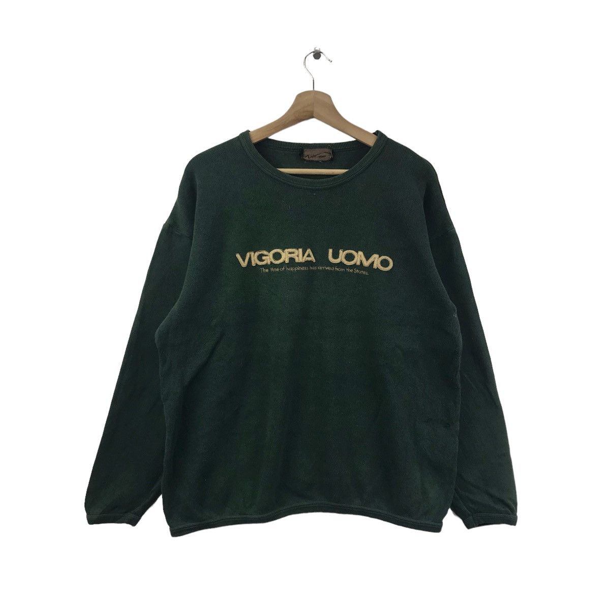 Vintage VIGORIA UOMO Embroidered Logo Green Sweatshirt Size US L / EU 52-54 / 3 - 1 Thumbnail