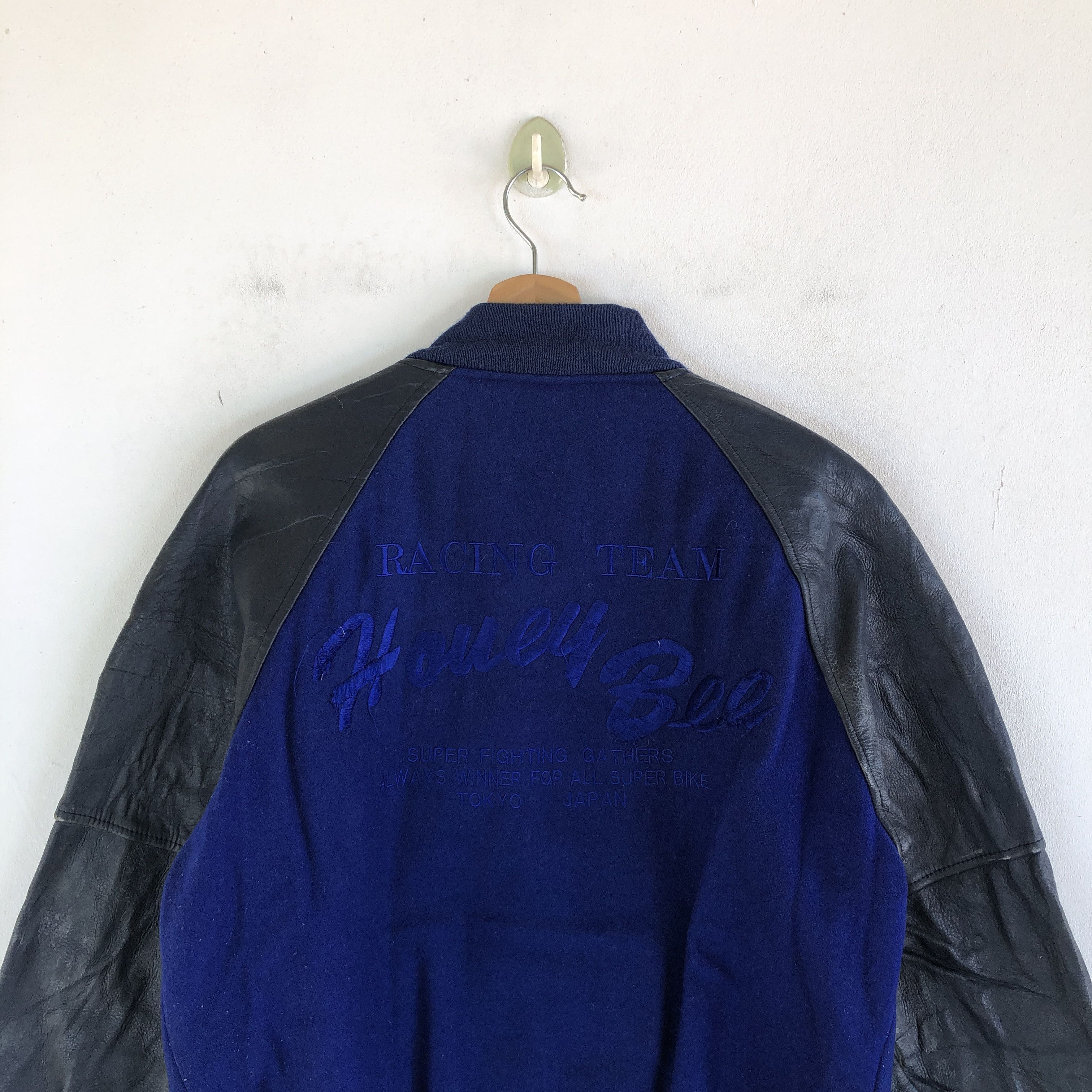 Vintage Honey Bee Racing Team Varsity Jacket Leather Wool Jacket Size US M / EU 48-50 / 2 - 7 Thumbnail