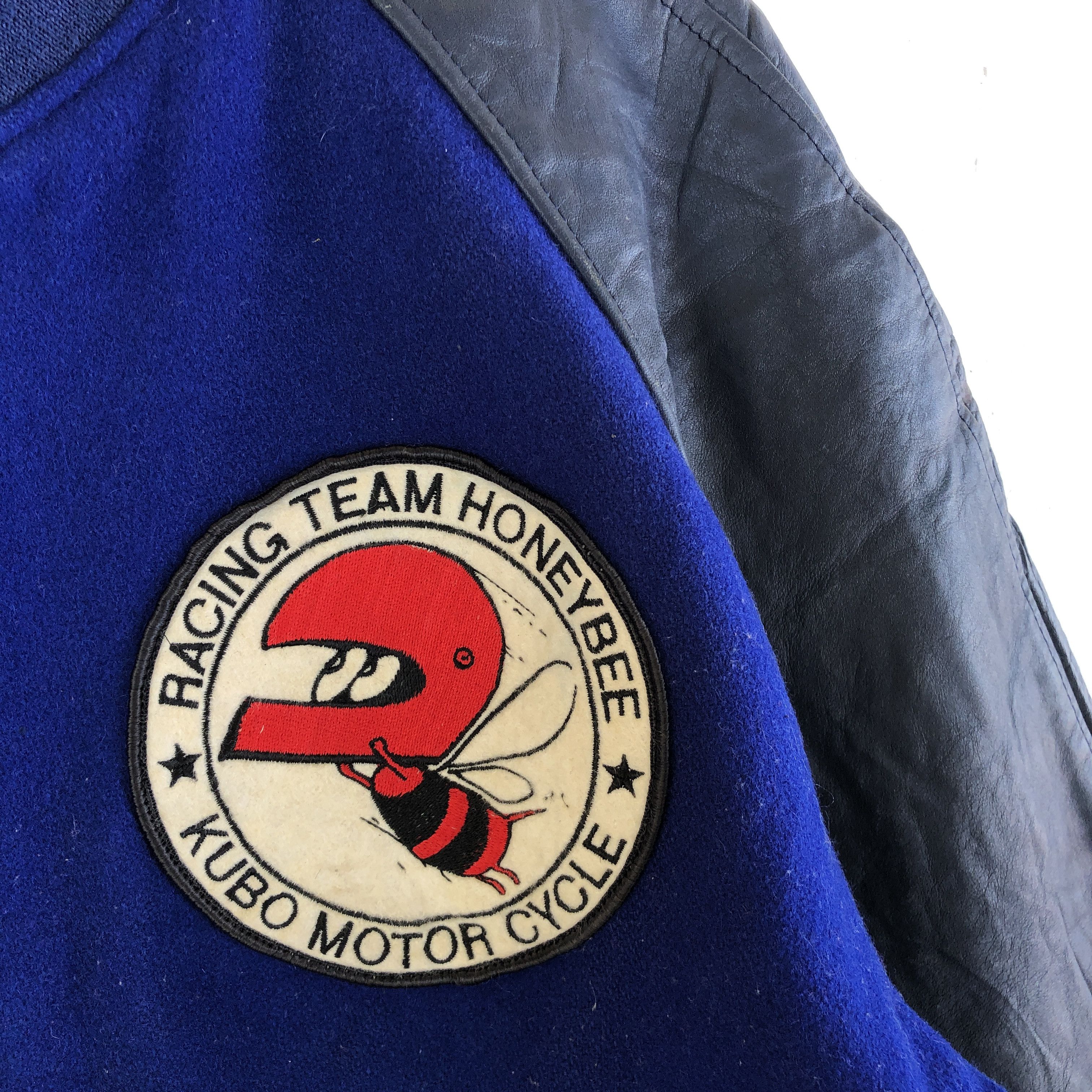 Vintage Honey Bee Racing Team Varsity Jacket Leather Wool Jacket Size US M / EU 48-50 / 2 - 6 Thumbnail