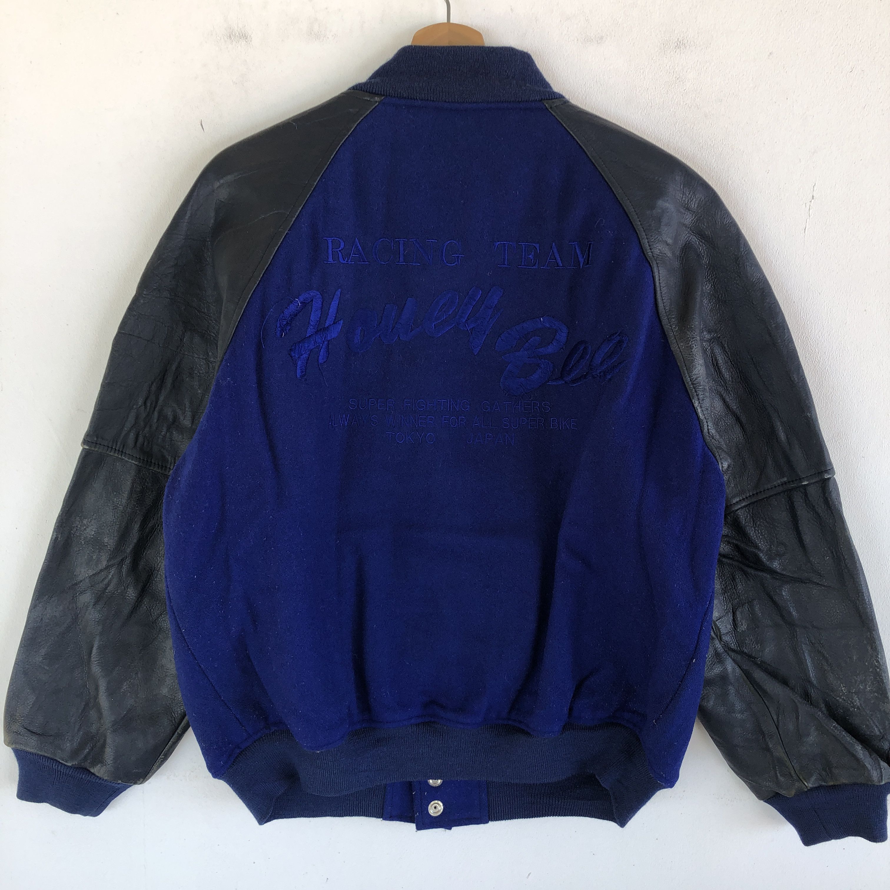 Vintage Honey Bee Racing Team Varsity Jacket Leather Wool Jacket Size US M / EU 48-50 / 2 - 8 Thumbnail