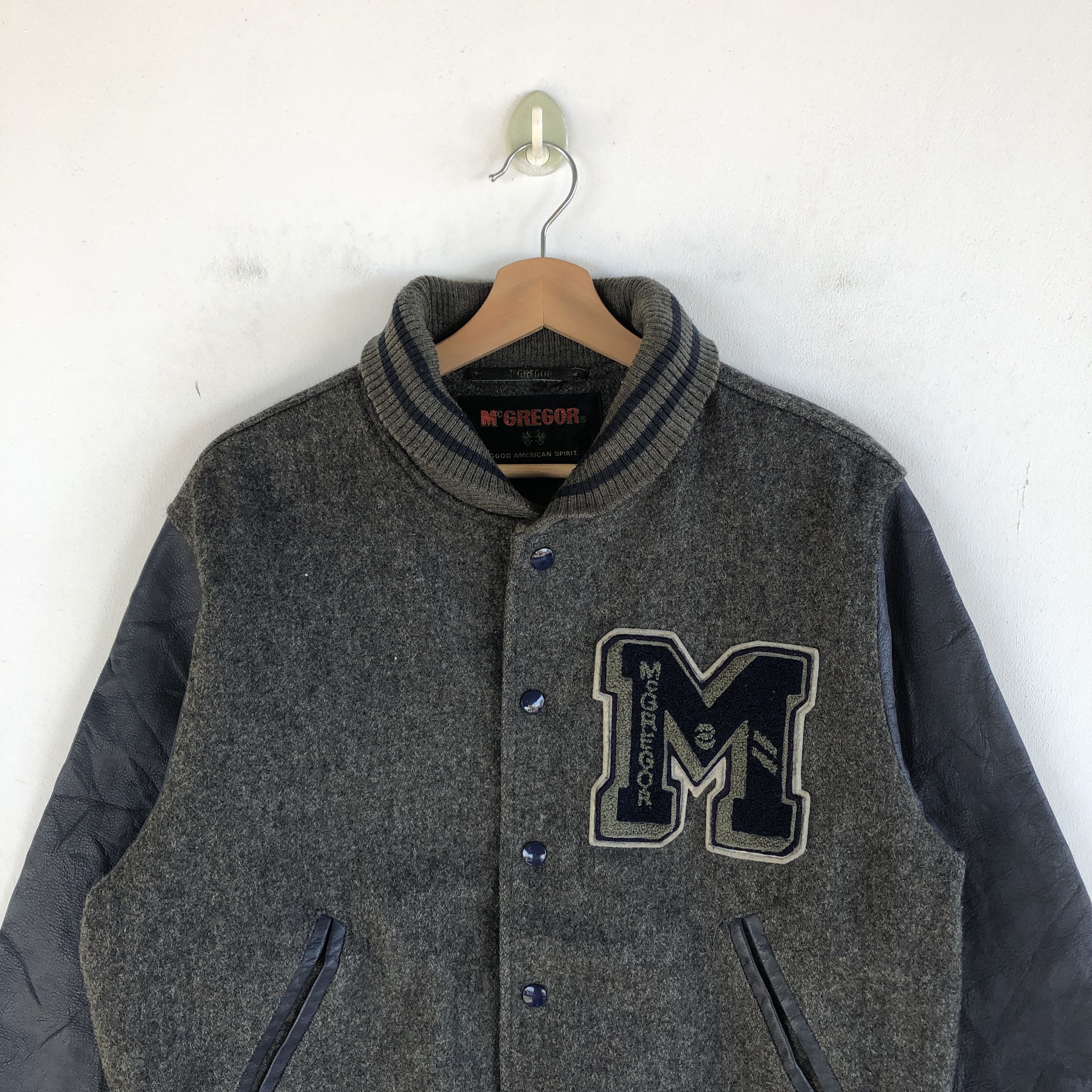 McGregor × Vintage Vintage 80s McGregor Varsity Leather Letterman Wool Jackets Size US L / EU 52-54 / 3 - 3 Thumbnail