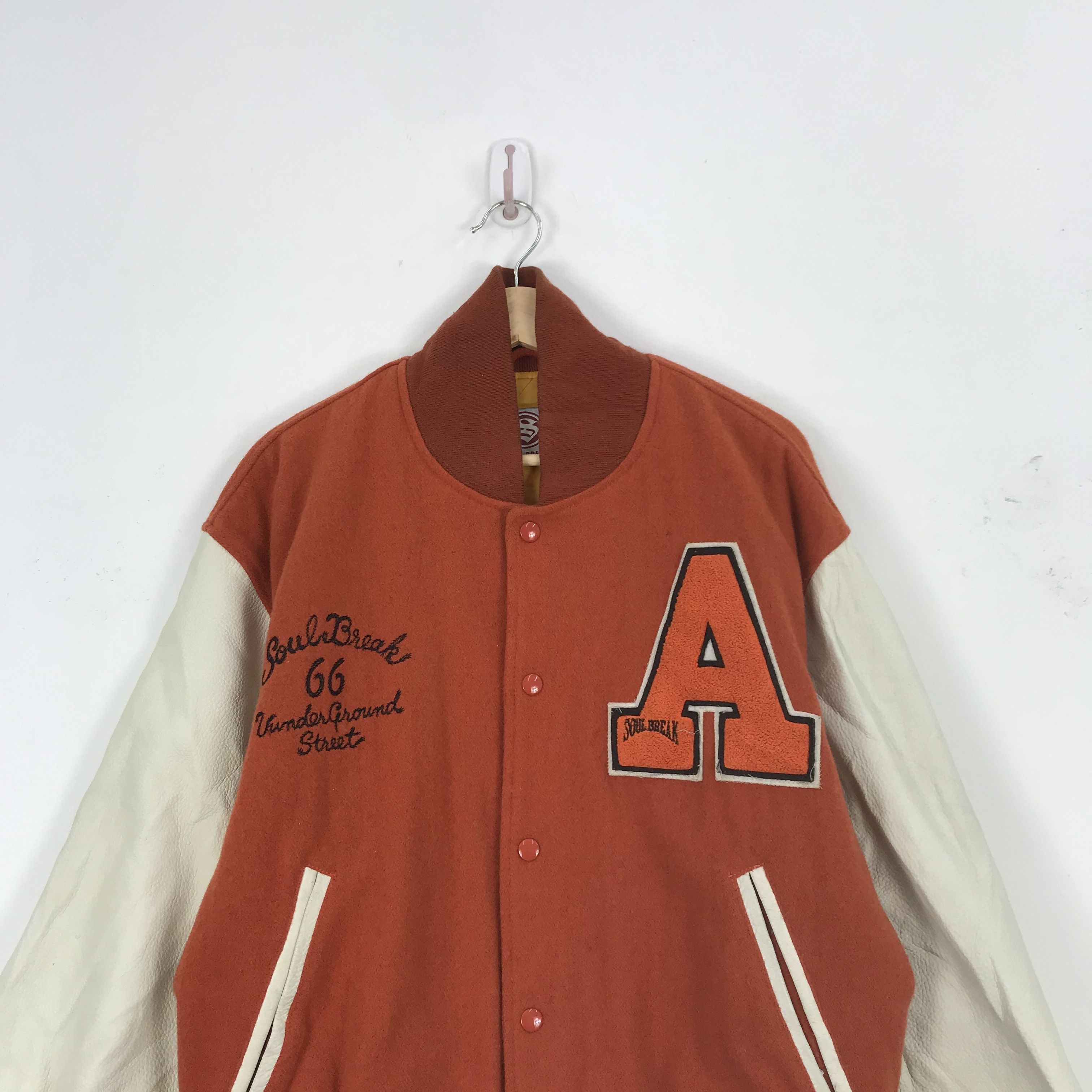 Japanese Brand × Vintage Vintage Soul Break Varsity Jacket Sleeve Leather BS54525. Size US L / EU 52-54 / 3 - 3 Thumbnail