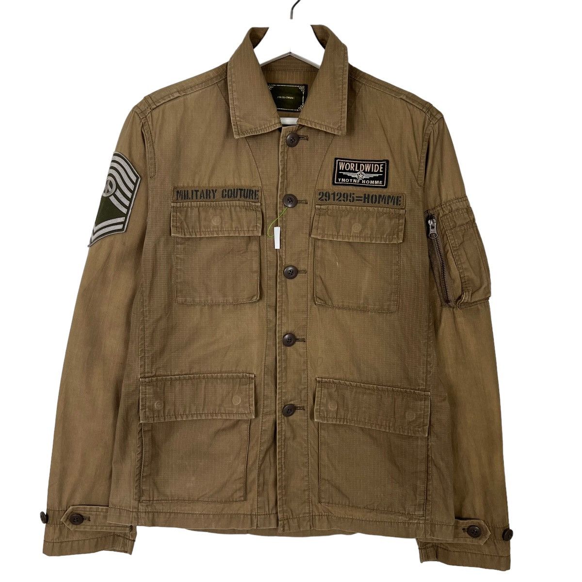 291295=HOMME / スタッズ/ミリタリージャケット/3/コットン/カーキ/554-0801 291295＝HOMME/ミリタリージャケット 291295＝ HOMME シャツジャケット