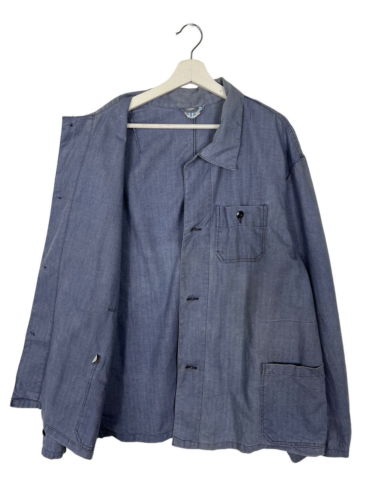 Vintage 🔥 VINTAGE FRENCH HARRINGBONE TWILL WORKER CHORE JACKET Size US L / EU 52-54 / 3 - 4 Thumbnail