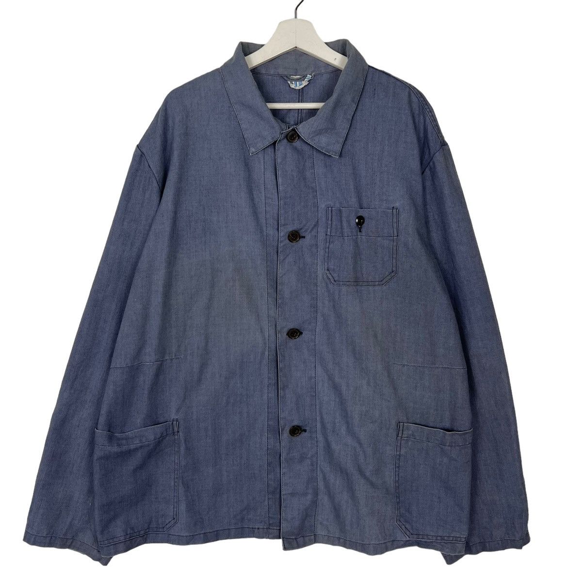 Vintage 🔥 VINTAGE FRENCH HARRINGBONE TWILL WORKER CHORE JACKET Size US L / EU 52-54 / 3 - 1 Thumbnail
