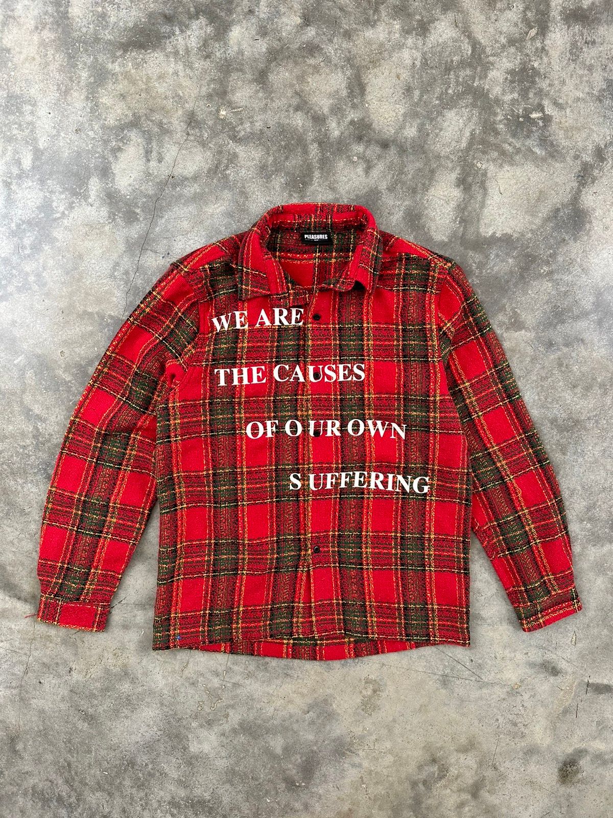 Pre-owned Pleasures "we Are The Cause Of Our Own Suffering" Flannel In Red