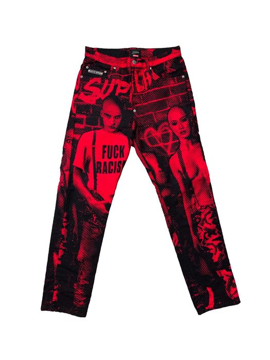 Supreme Supreme Jean Paul Gaultier Fuck Racism Jeans Red 32 | Grailed