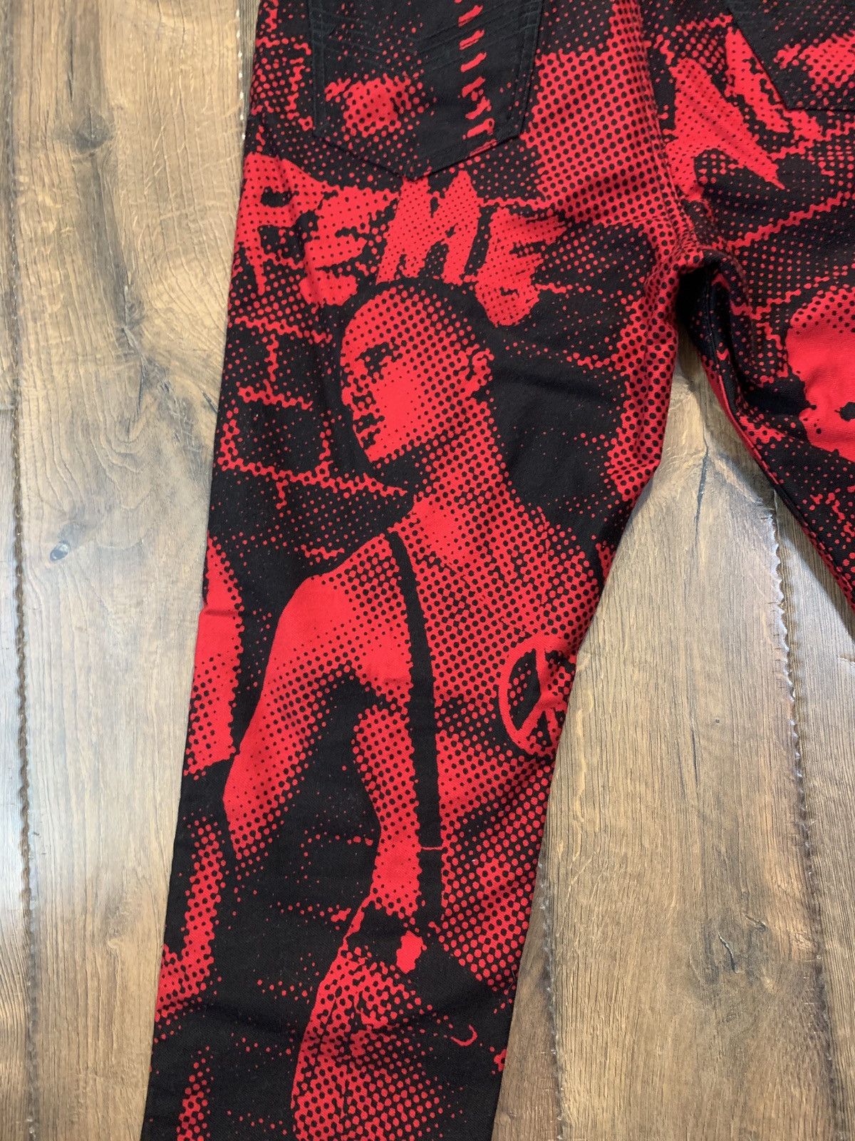 Jean Paul Gaultier × Supreme Supreme Jean Paul Gaultier Fuck Racism Jeans Red 32 Size US 32 / EU 48 - 8 Thumbnail