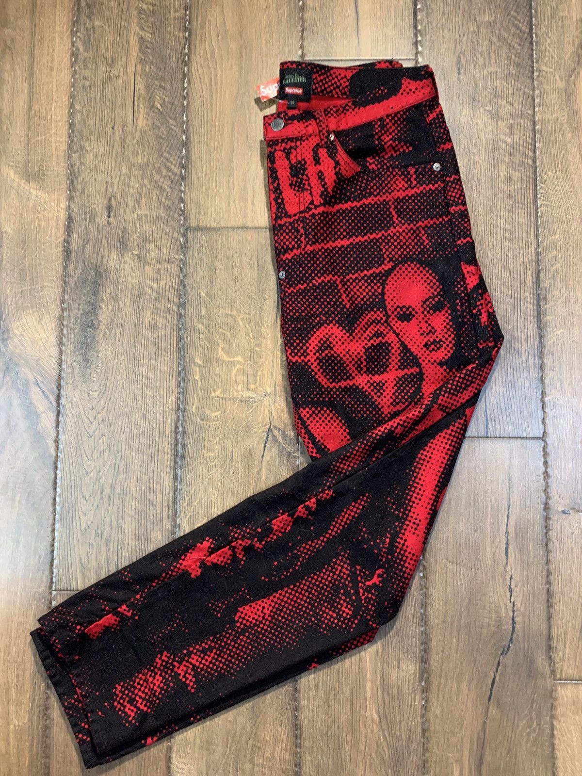 Jean Paul Gaultier × Supreme Supreme Jean Paul Gaultier Fuck Racism Jeans Red 32 Size US 32 / EU 48 - 10 Thumbnail