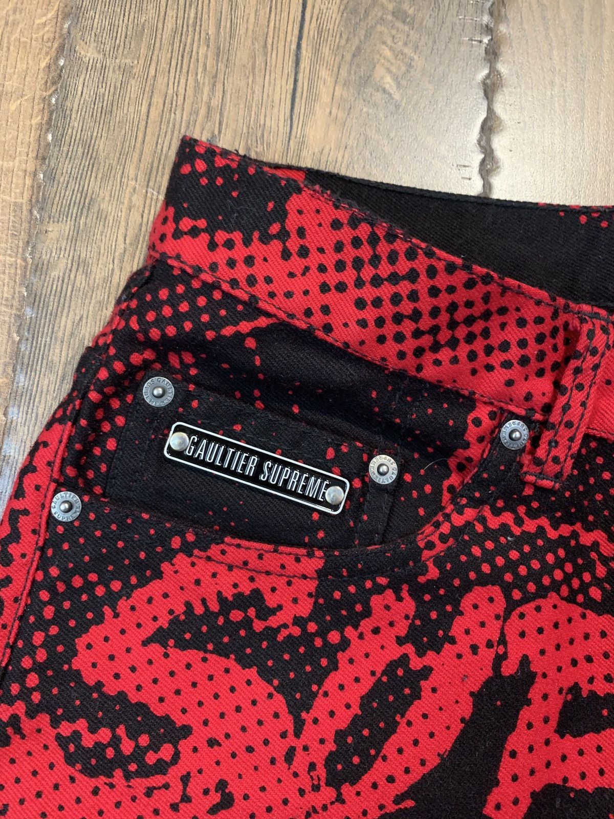 Jean Paul Gaultier × Supreme Supreme Jean Paul Gaultier Fuck Racism Jeans Red 32 Size US 32 / EU 48 - 5 Thumbnail