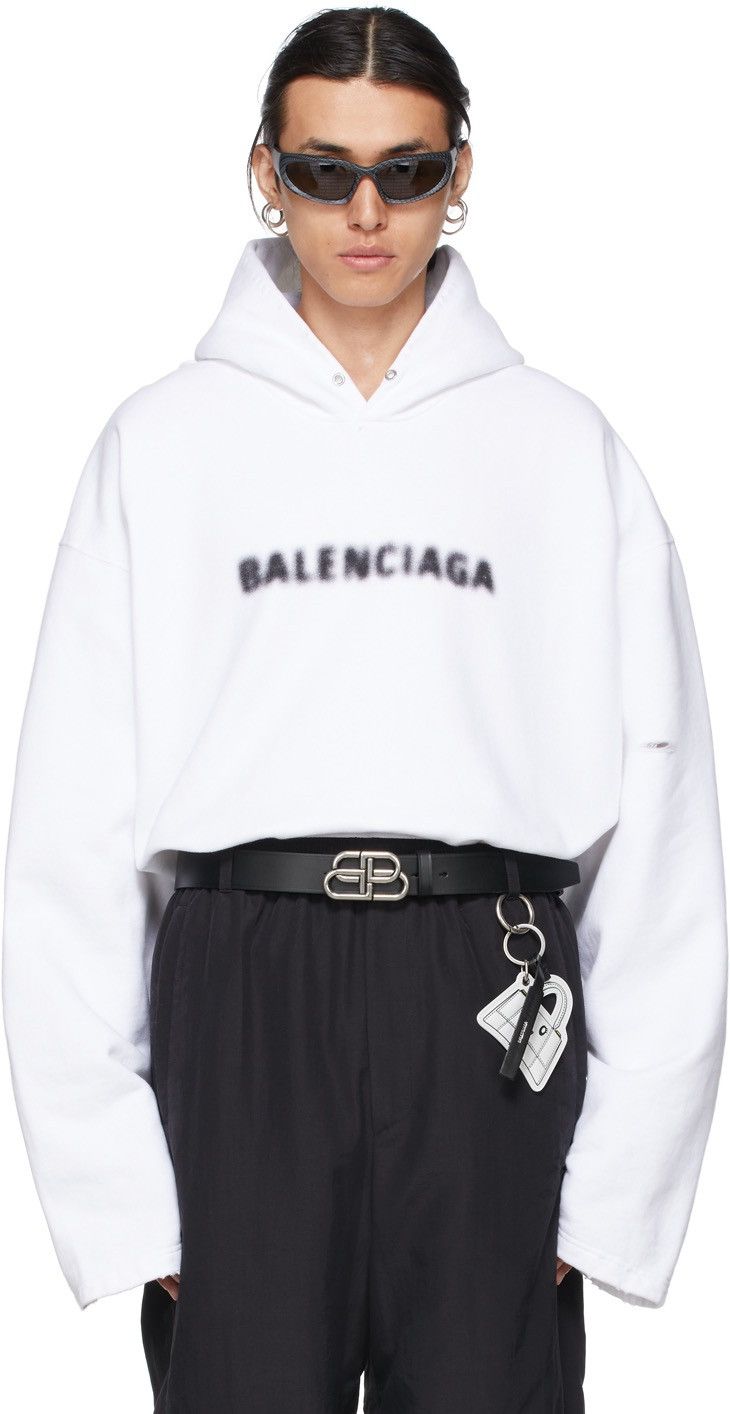 Balenciaga Balenciaga Blurry Logo Oversized Distressed Hoodie Size US L / EU 52-54 / 3 - 3 Thumbnail
