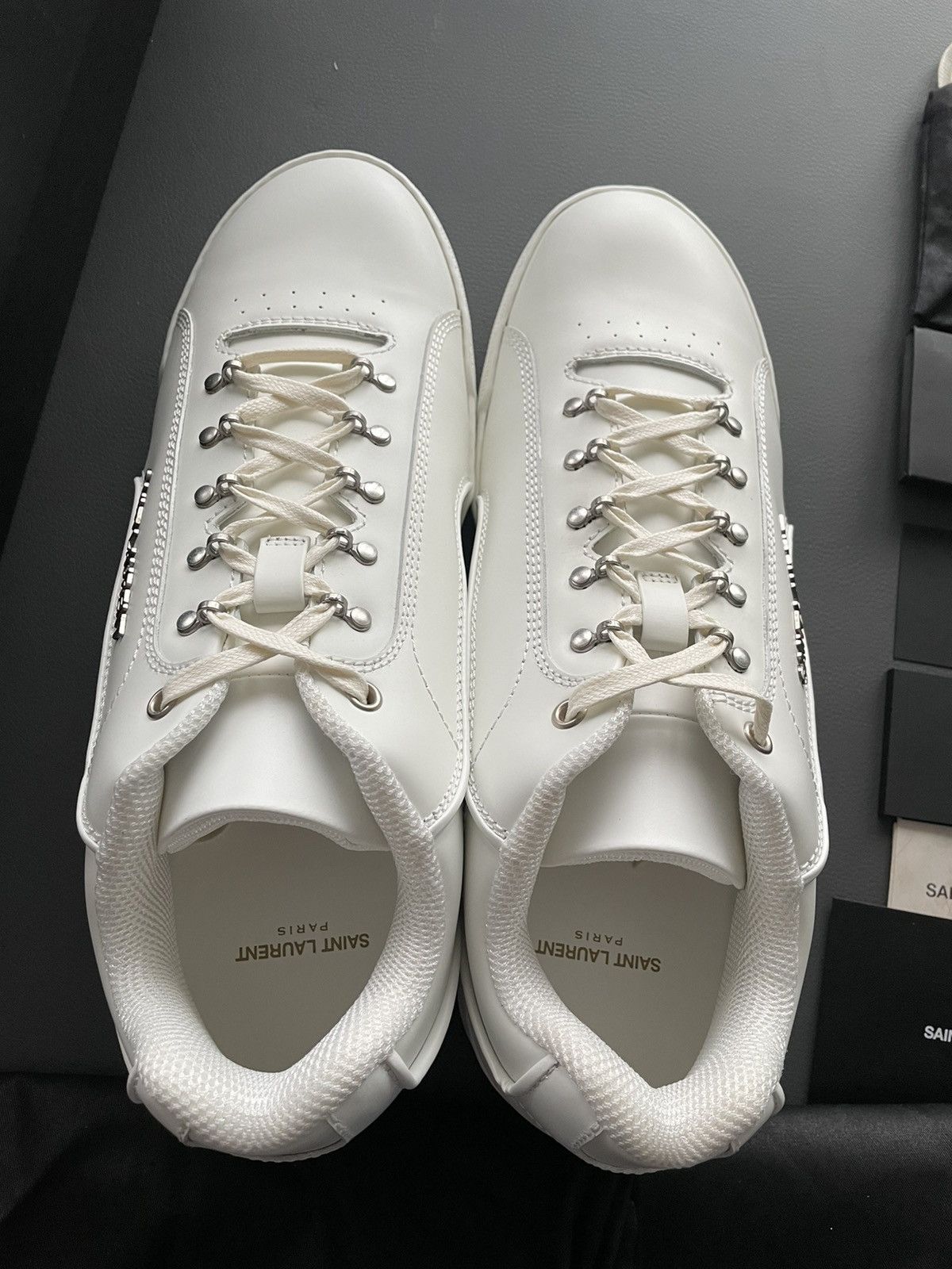 Hedi Slimane × Saint Laurent Paris × Yves Saint Laurent Super Runway Brand New Rare SL Logo ALPHA Leather Sneake Size US 12 / EU 45 - 23 Thumbnail