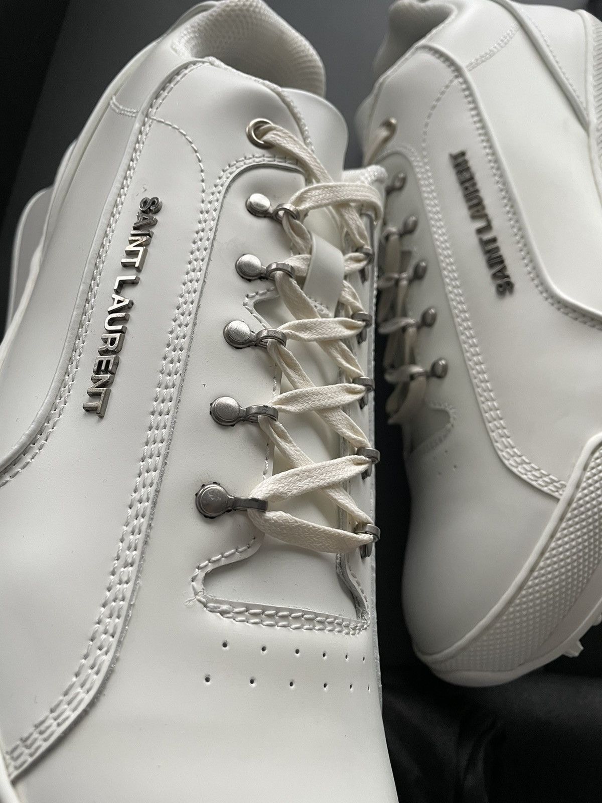 Hedi Slimane × Saint Laurent Paris × Yves Saint Laurent Super Runway Brand New Rare SL Logo ALPHA Leather Sneake Size US 12 / EU 45 - 11 Thumbnail