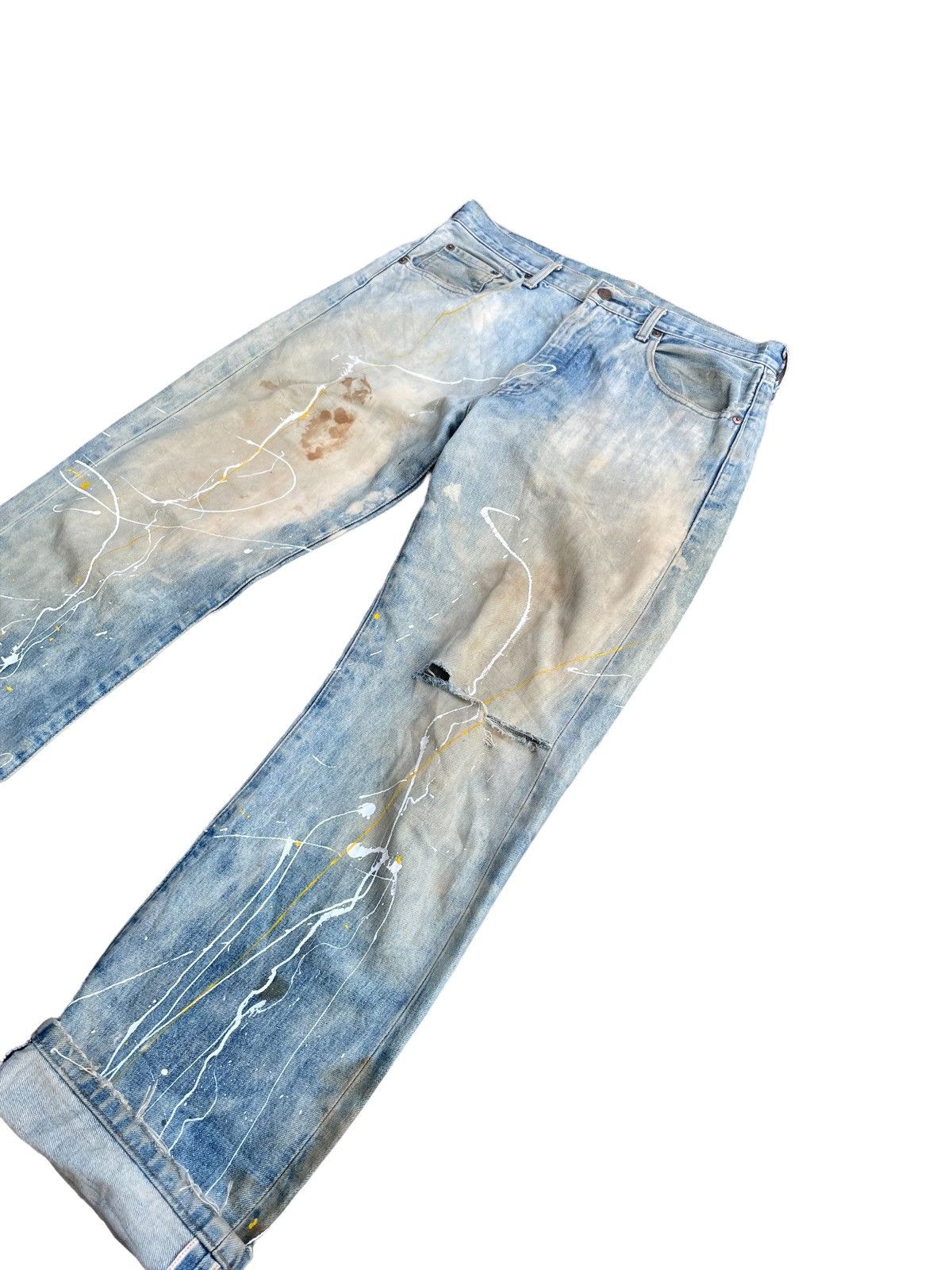 Levi's 🔥STEALS🔥Vintage 1995 Levis 551Z E Distresed & Painted Size US 34 / EU 50 - 3 Thumbnail