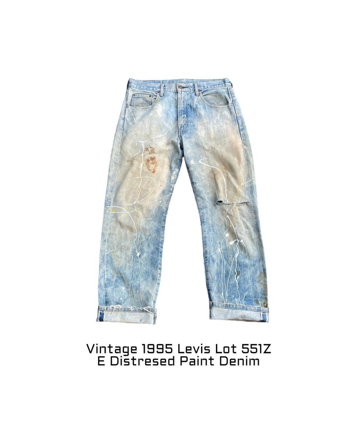 Levi's 🔥STEALS🔥Vintage 1995 Levis 551Z E Distresed & Painted Size US 34 / EU 50 - 1 Thumbnail