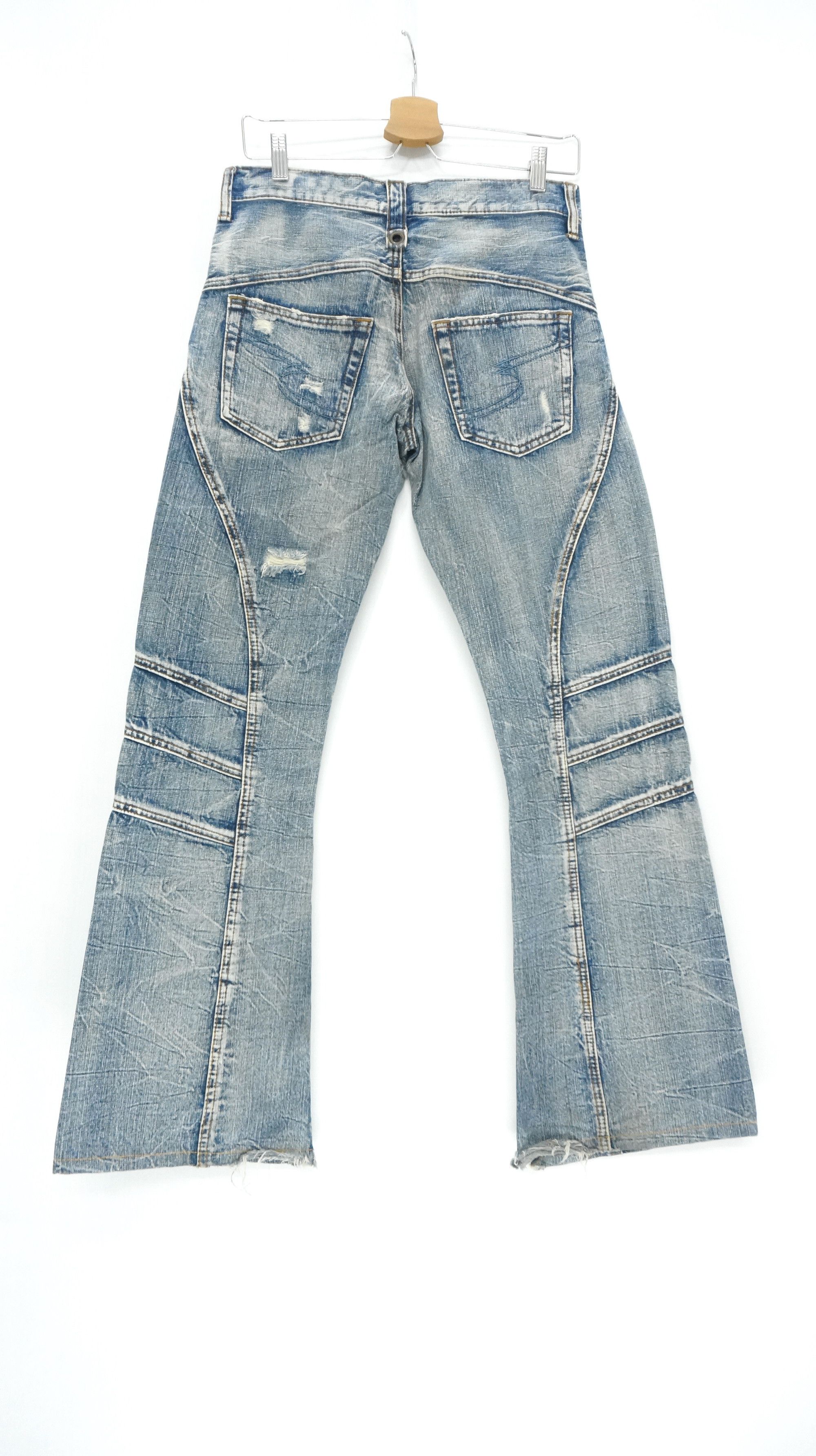 Japanese Brand FLARE🔥 Vintage Distressed Patchwork Jeans Size US 29 - 2 Thumbnail