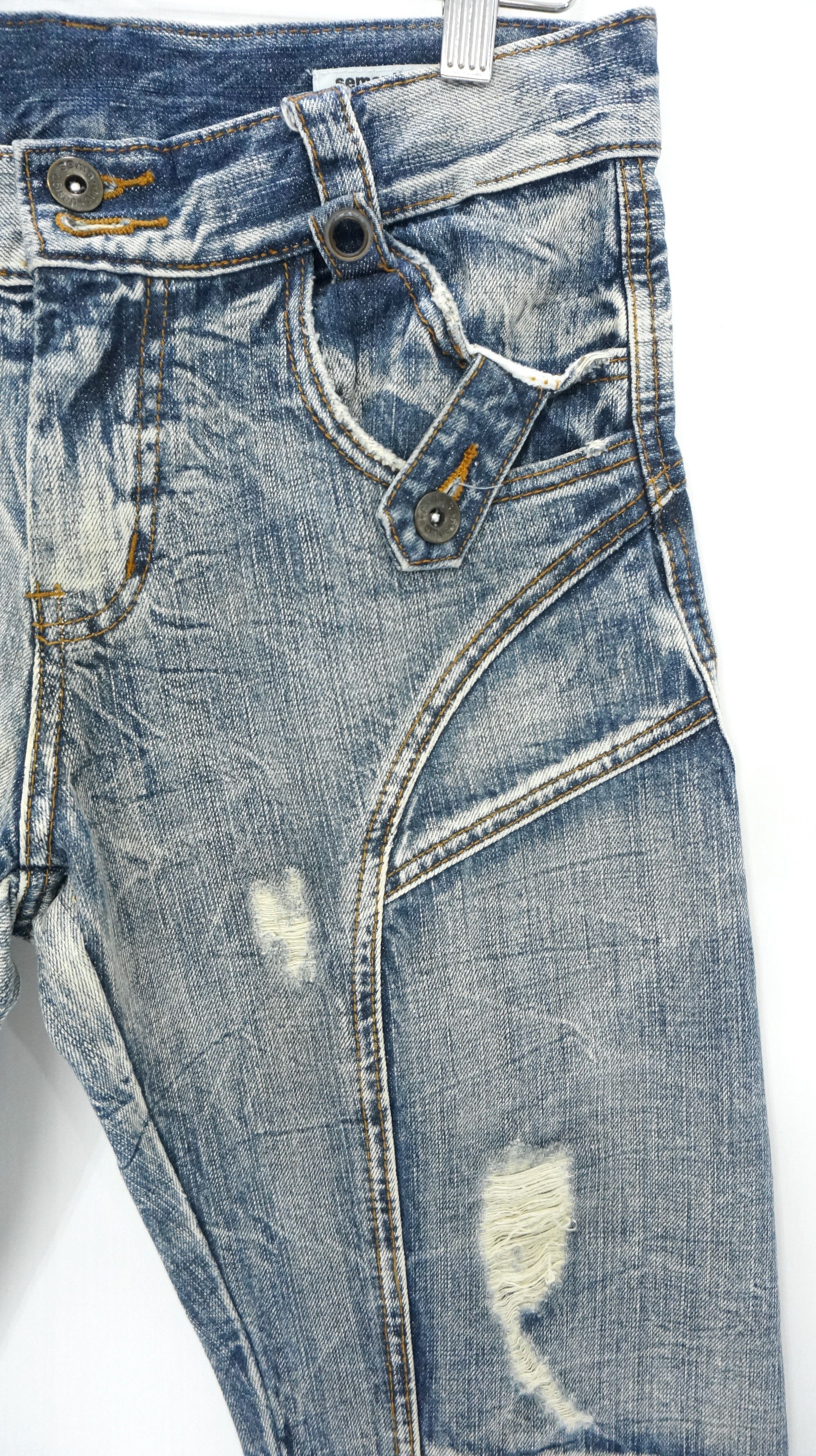 Japanese Brand FLARE🔥 Vintage Distressed Patchwork Jeans Size US 29 - 6 Thumbnail