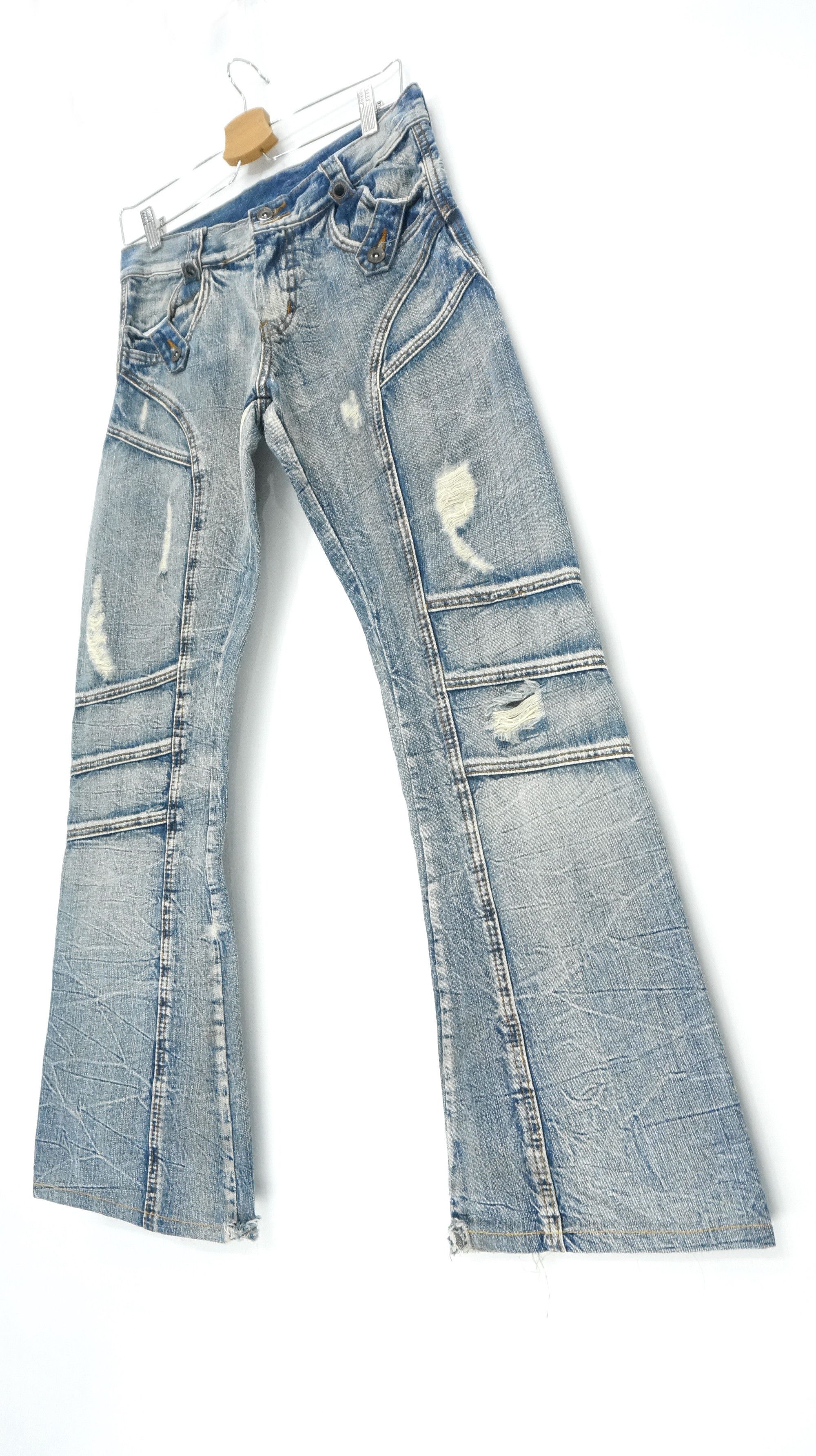 Japanese Brand FLARE🔥 Vintage Distressed Patchwork Jeans Size US 29 - 3 Thumbnail