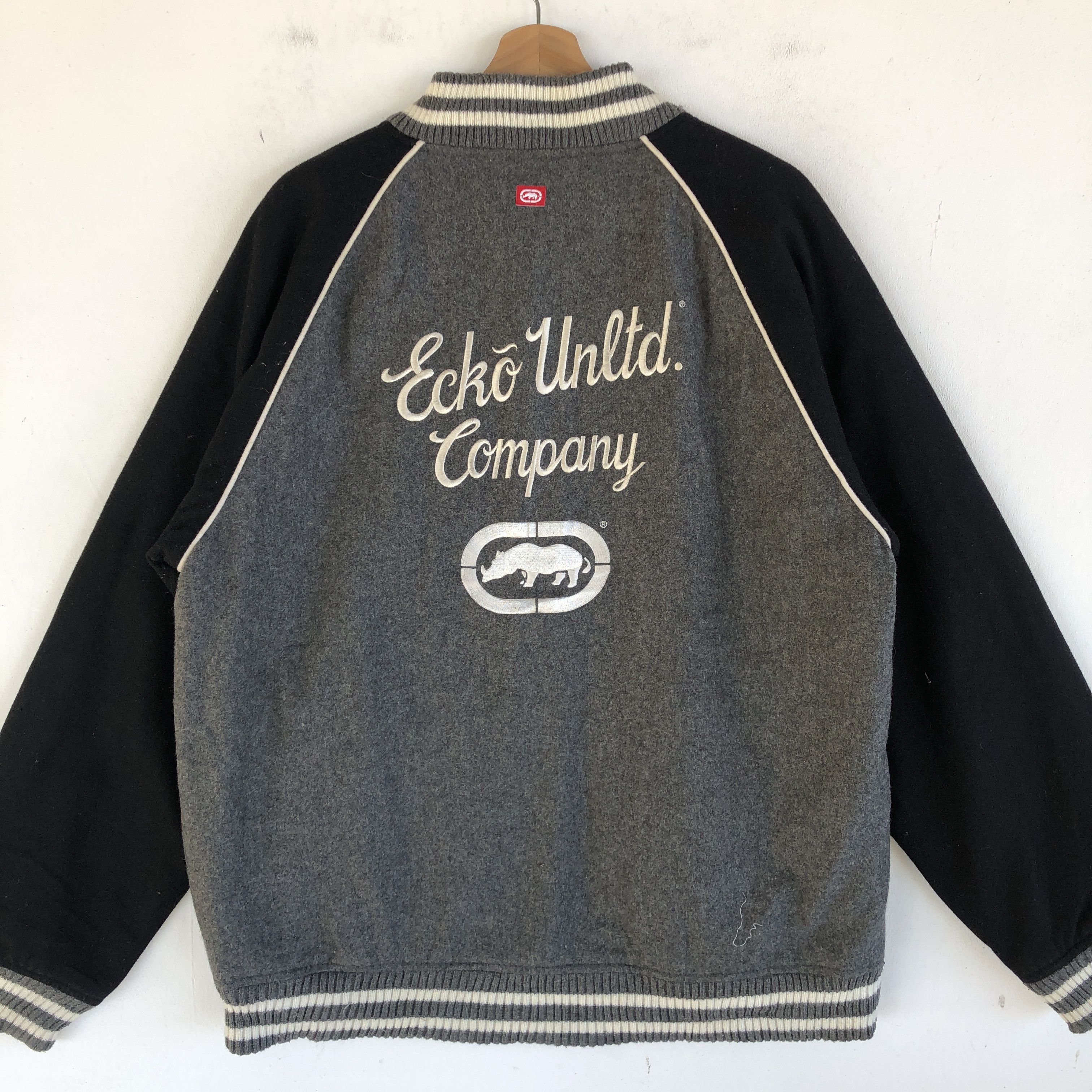 Ecko Unltd. × Vintage Vintage 90s Ecko Letterman Varsity Wool Jacket Size US L / EU 52-54 / 3 - 9 Thumbnail