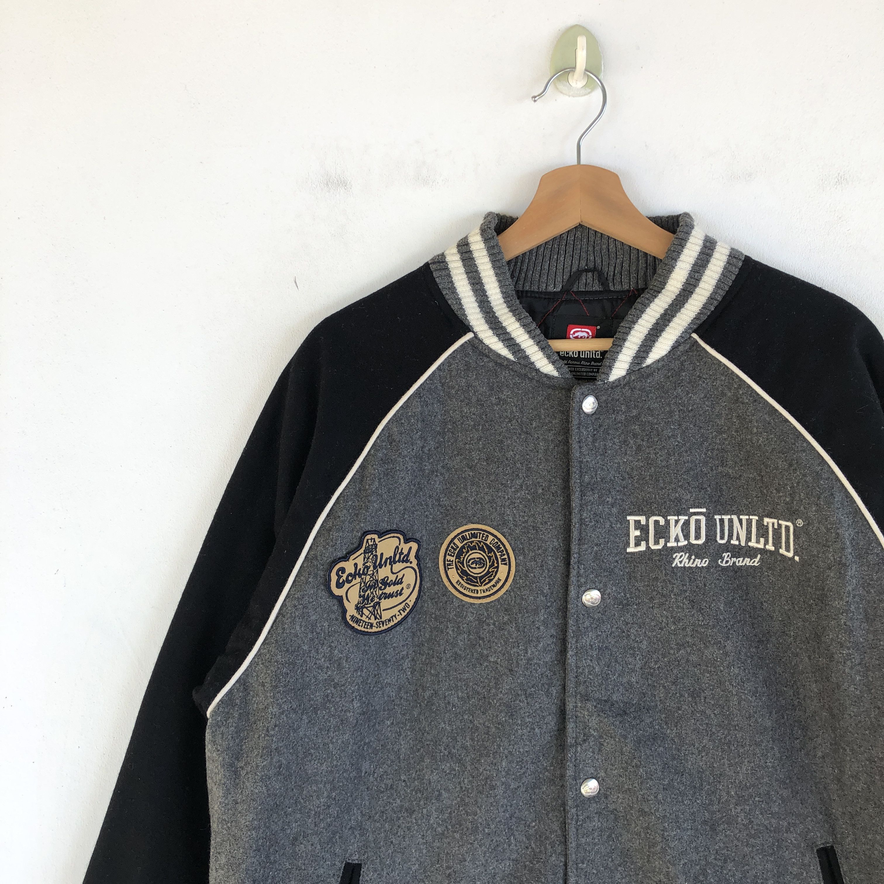 Ecko Unltd. × Vintage Vintage 90s Ecko Letterman Varsity Wool Jacket Size US L / EU 52-54 / 3 - 6 Thumbnail