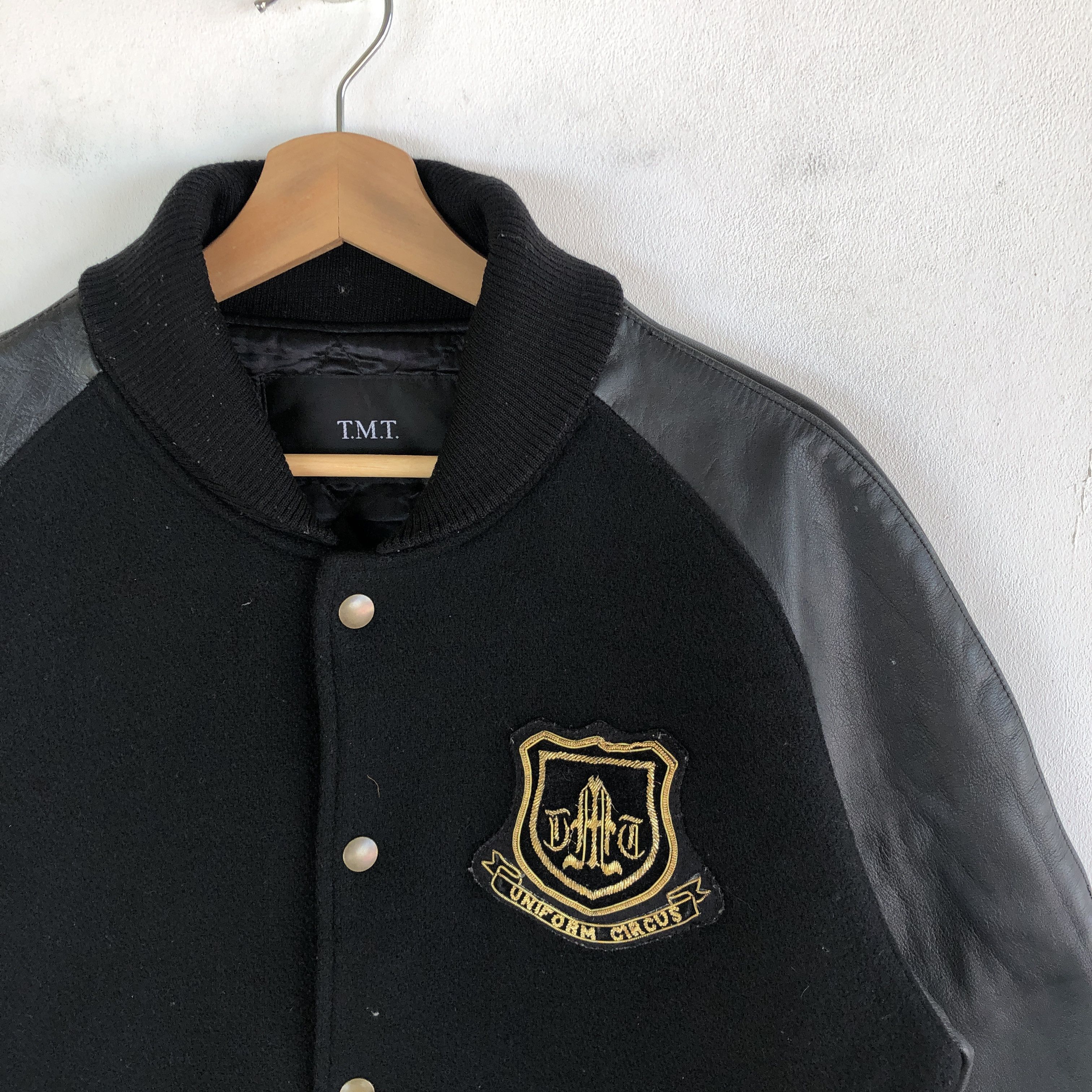 Japanese Brand × Vintage Vintage 90s TMT Leather Letterman Varsity Wool Jackets Size US M / EU 48-50 / 2 - 5 Thumbnail